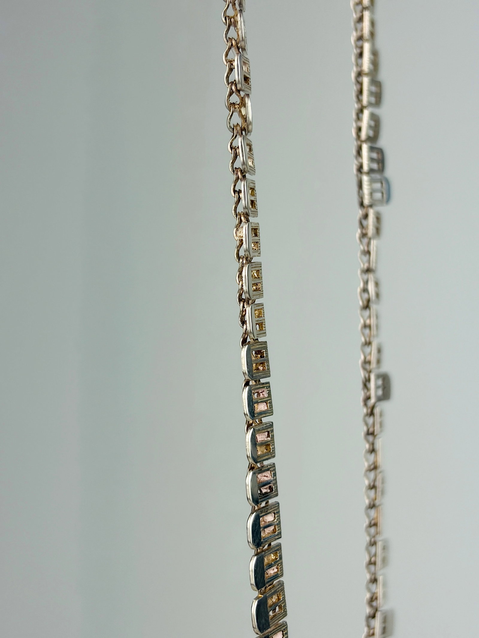 LOVELY VINTAGE SILVER COLLAR FRINGE NECKLACE - 2