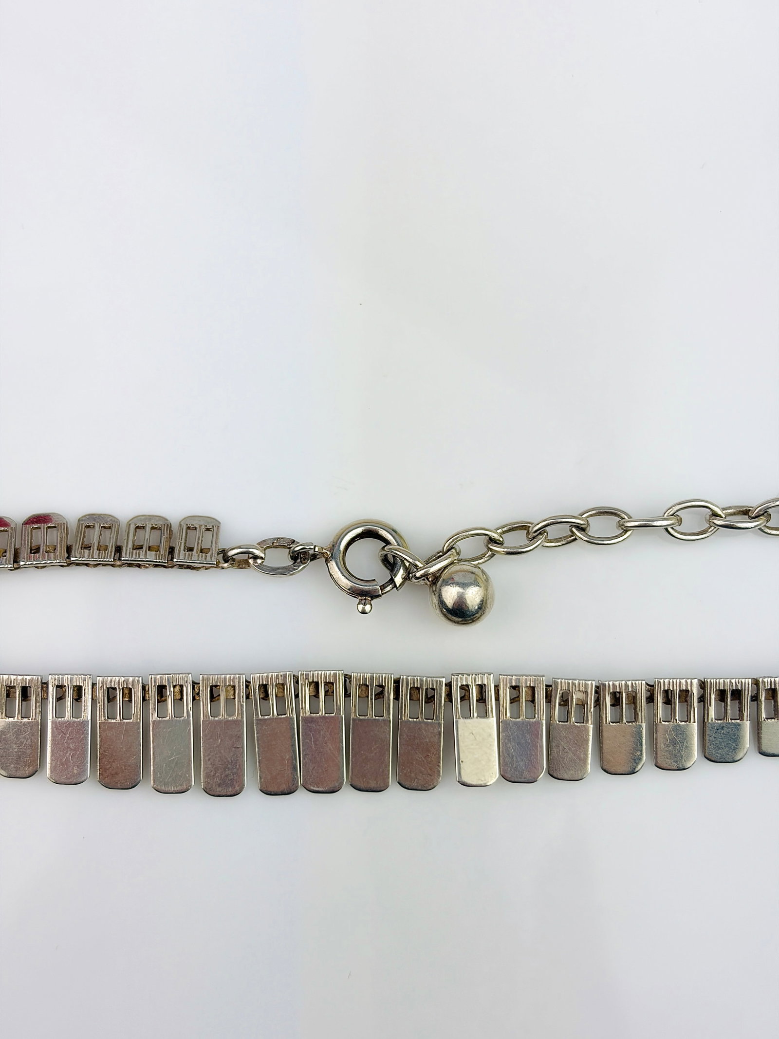 LOVELY VINTAGE SILVER COLLAR FRINGE NECKLACE - 4