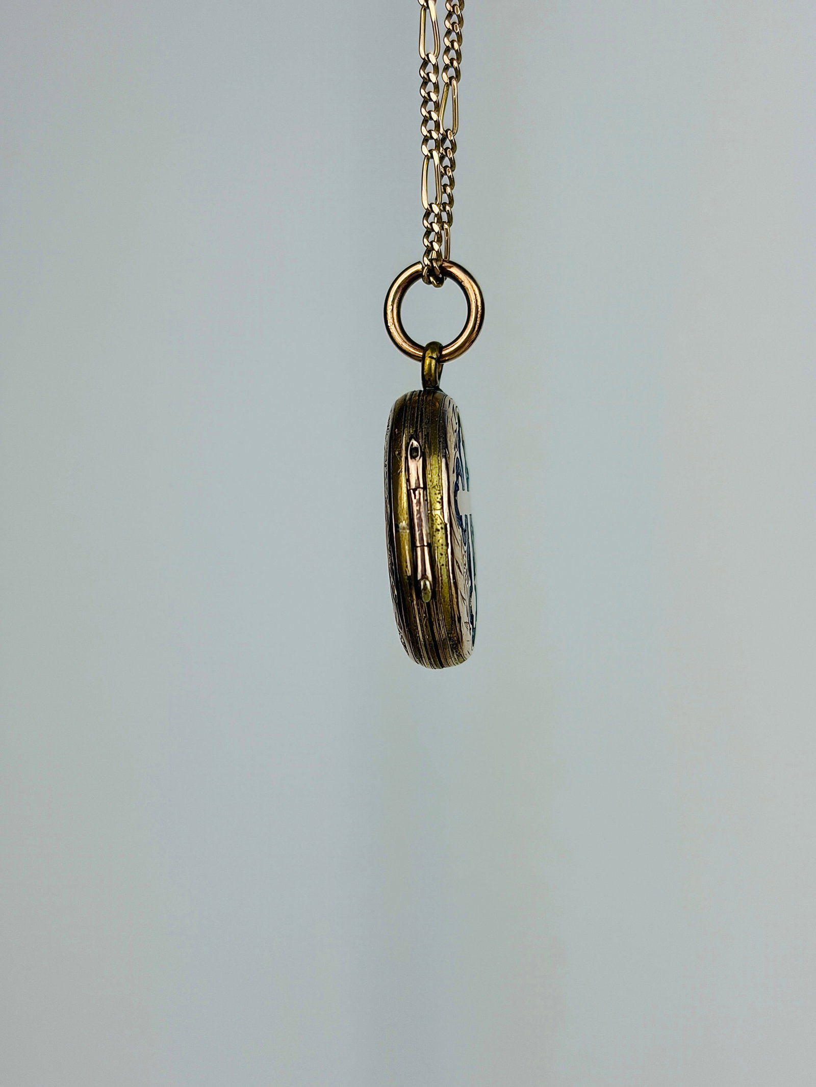 Antique Blue Enamel and Gold Cross Opening Locket Pendant - 2