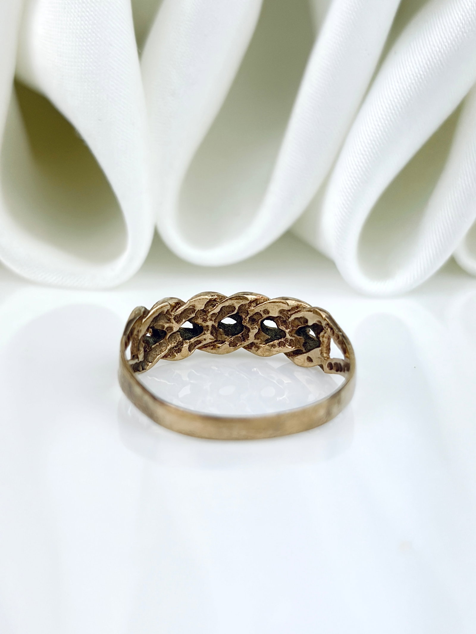 Antique 9ct Gold Keeper Style Band Ring - 3