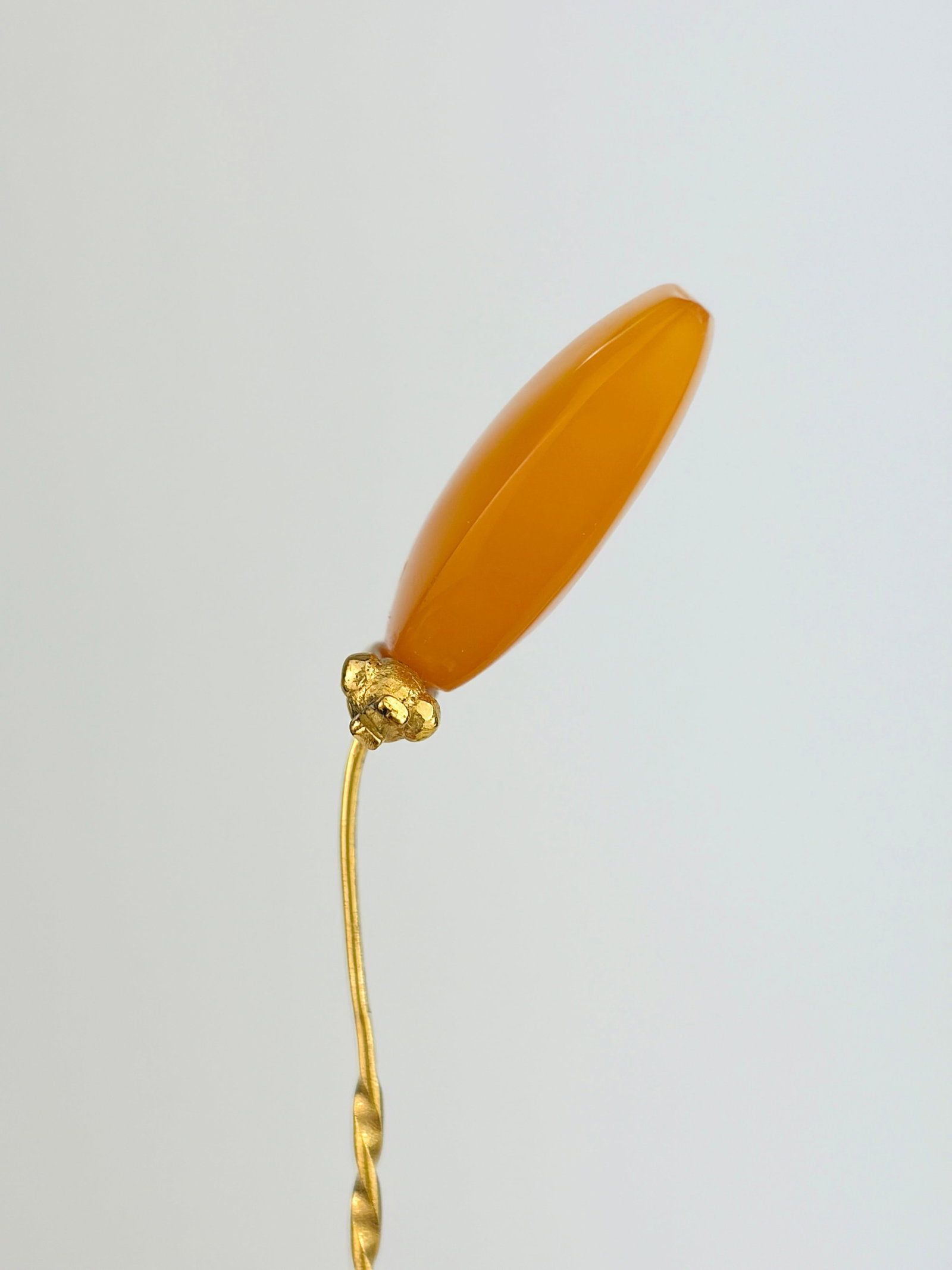 WONDERFUL ANTIQUE CARVED Amber BUTTERFLY STICK PIN BROOCH GOLD - 2