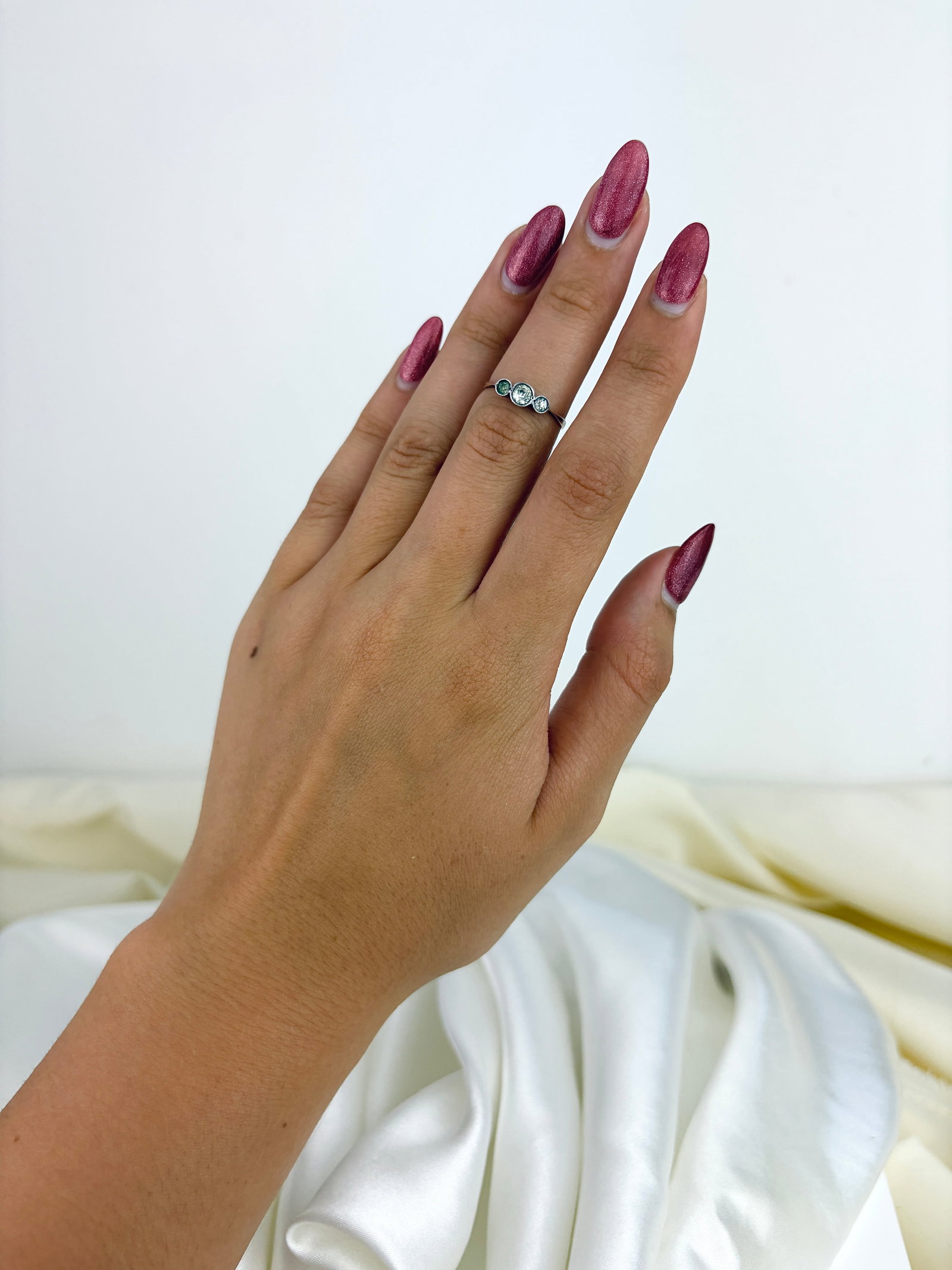 Antique 9ct Gold and Silver Set Paste 3 Stone Ring - 7