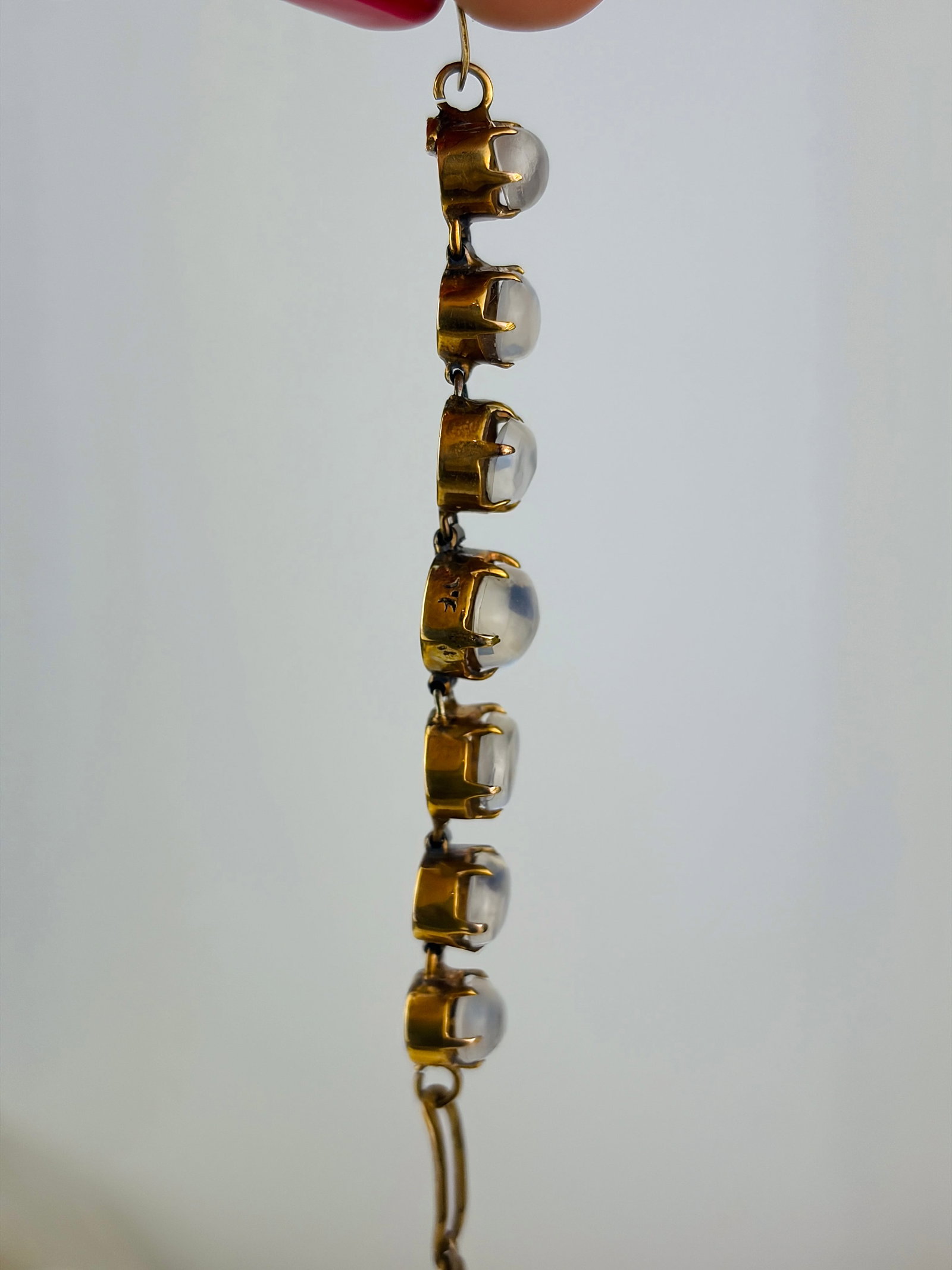 ANTIQUE 9CT GOLD MOONSTONE BRACELET - 3