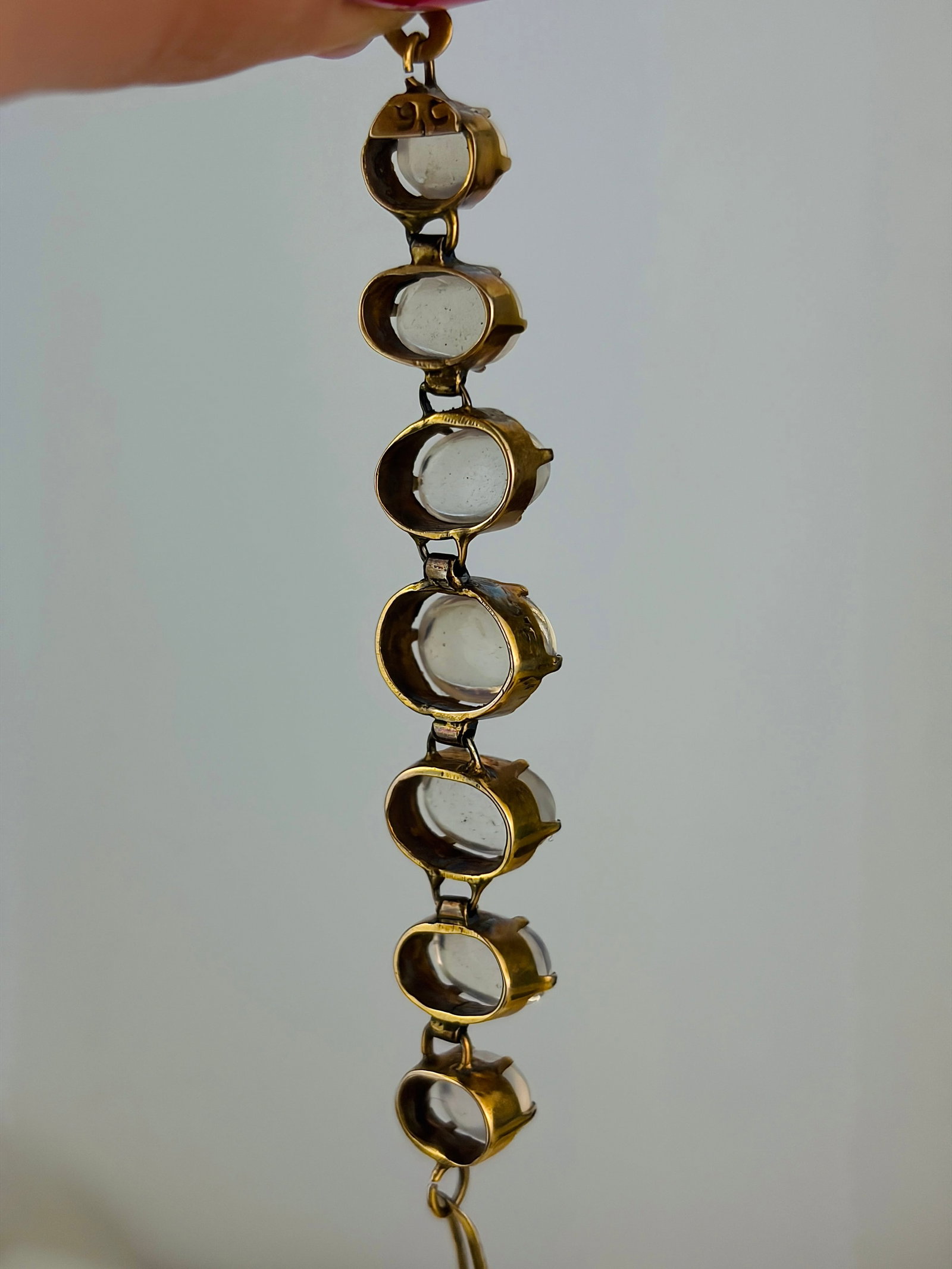 ANTIQUE 9CT GOLD MOONSTONE BRACELET - 4