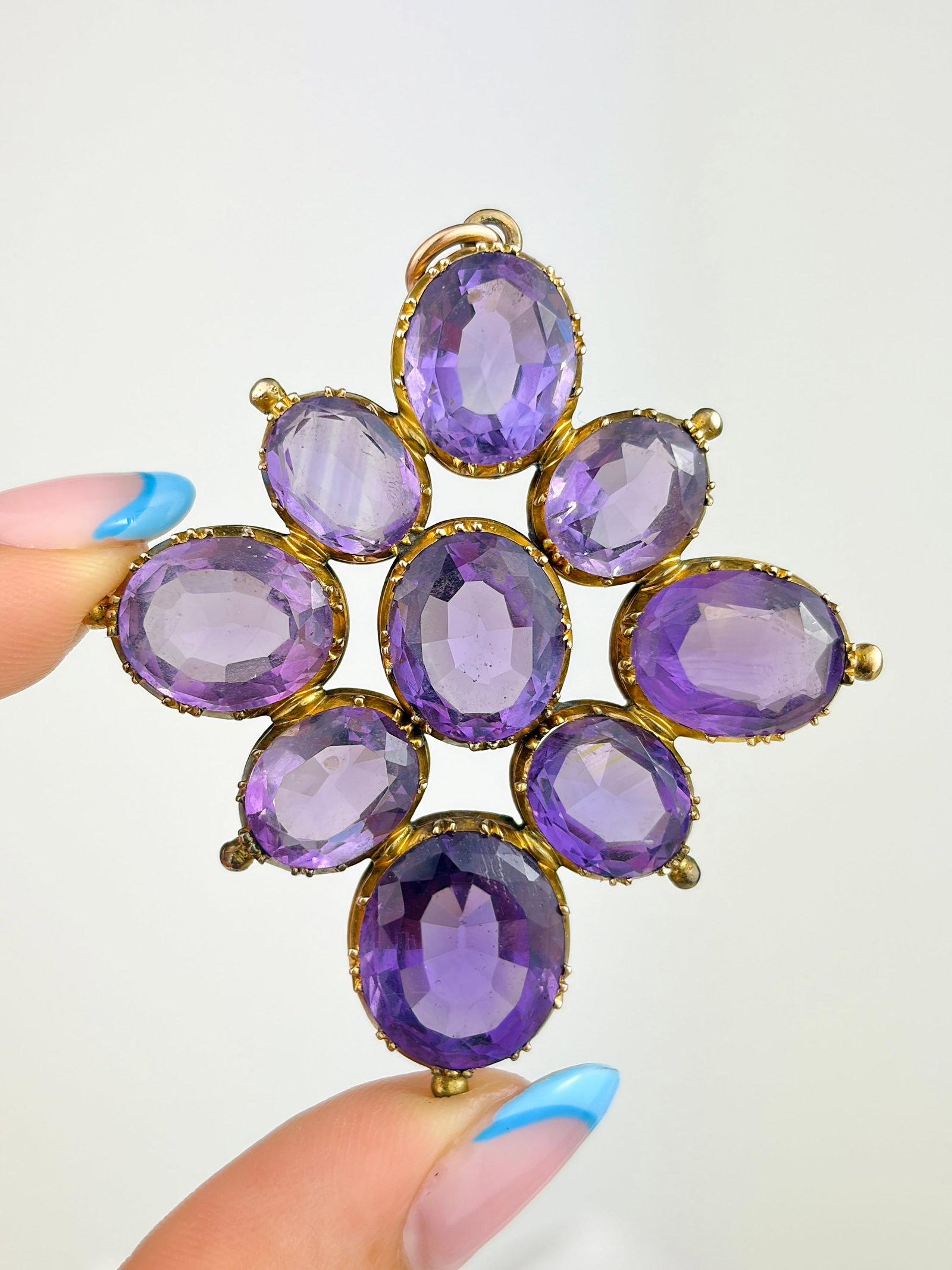 ANTIQUE VICTORIAN LARGE GOLD AMETHYST PENDANT IN ORIGINAL FITTED BOX - 3