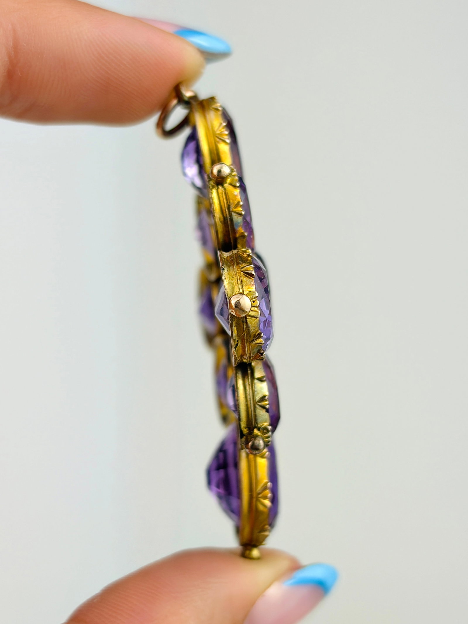 ANTIQUE VICTORIAN LARGE GOLD AMETHYST PENDANT IN ORIGINAL FITTED BOX - 4