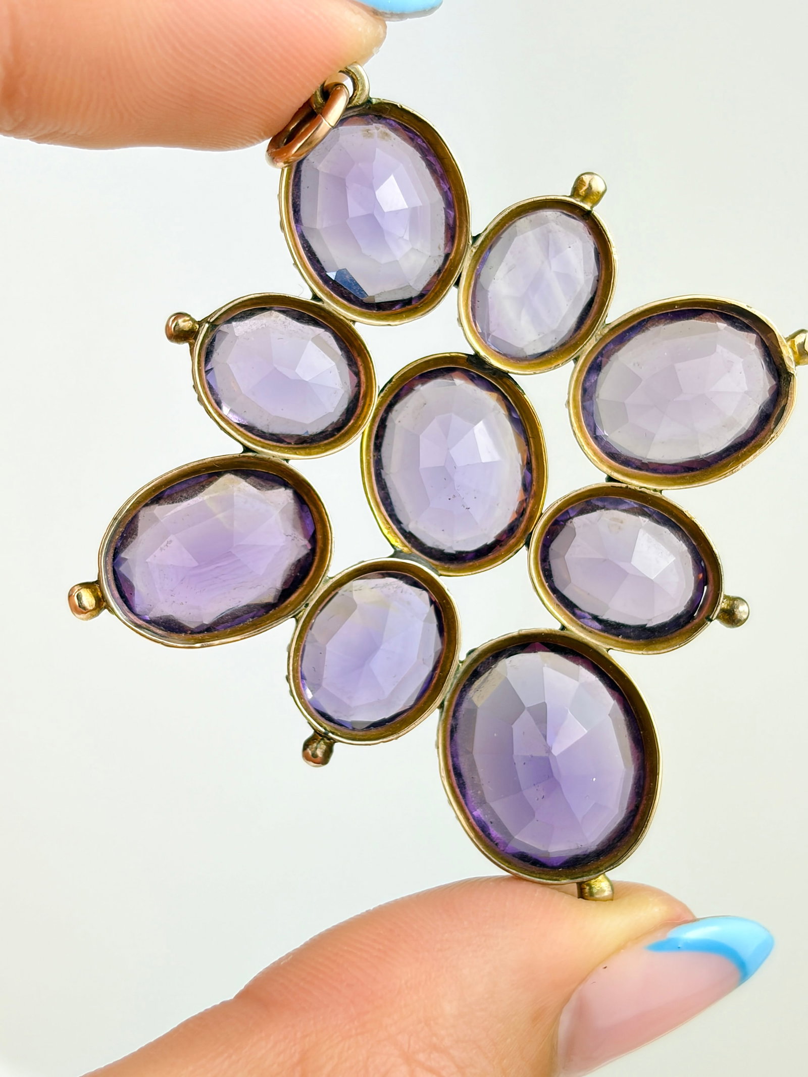ANTIQUE VICTORIAN LARGE GOLD AMETHYST PENDANT IN ORIGINAL FITTED BOX - 5