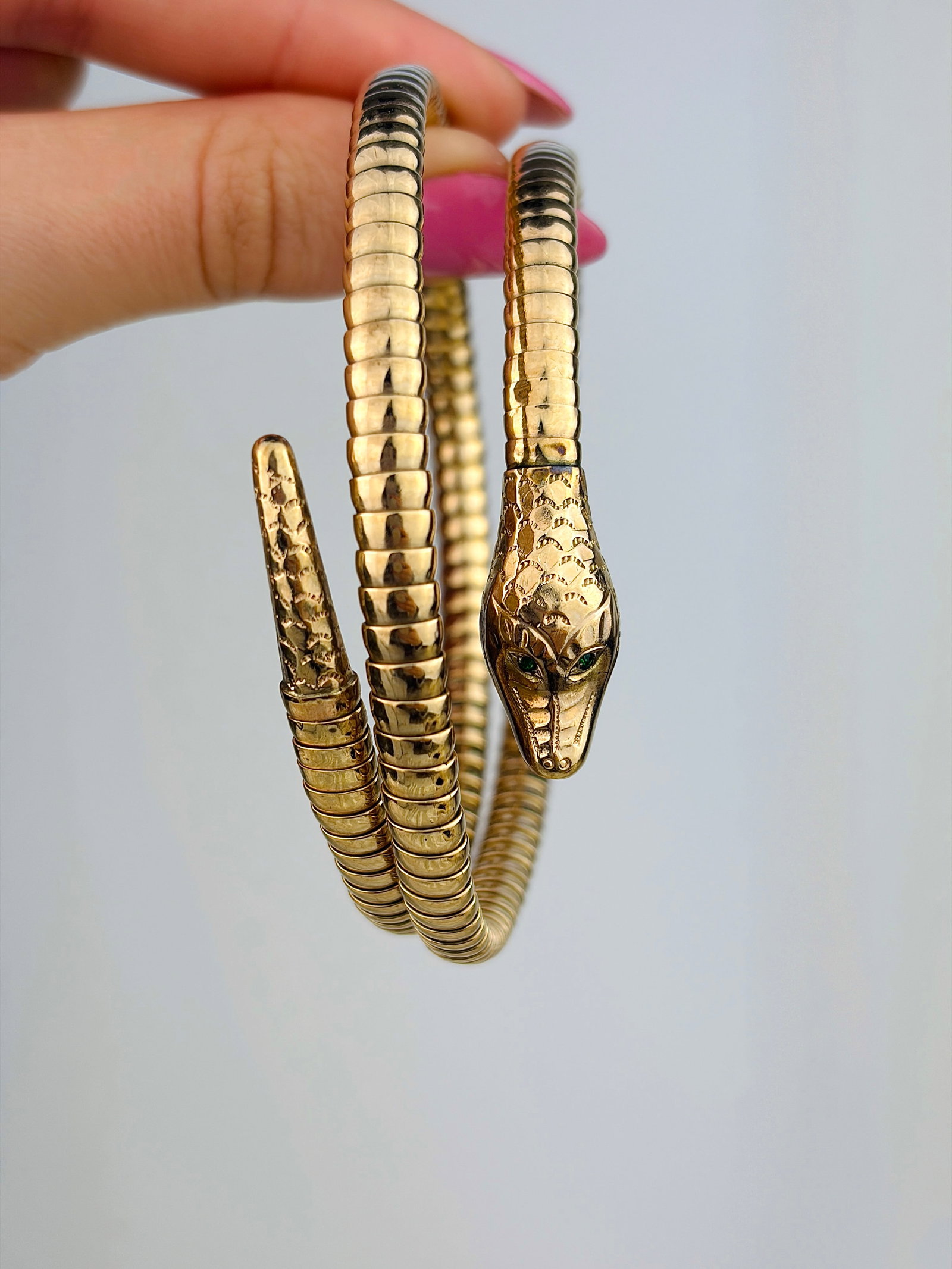 VINTAGE 9ct GOLD COILED SNAKE BANGLE / BRACELET - 2