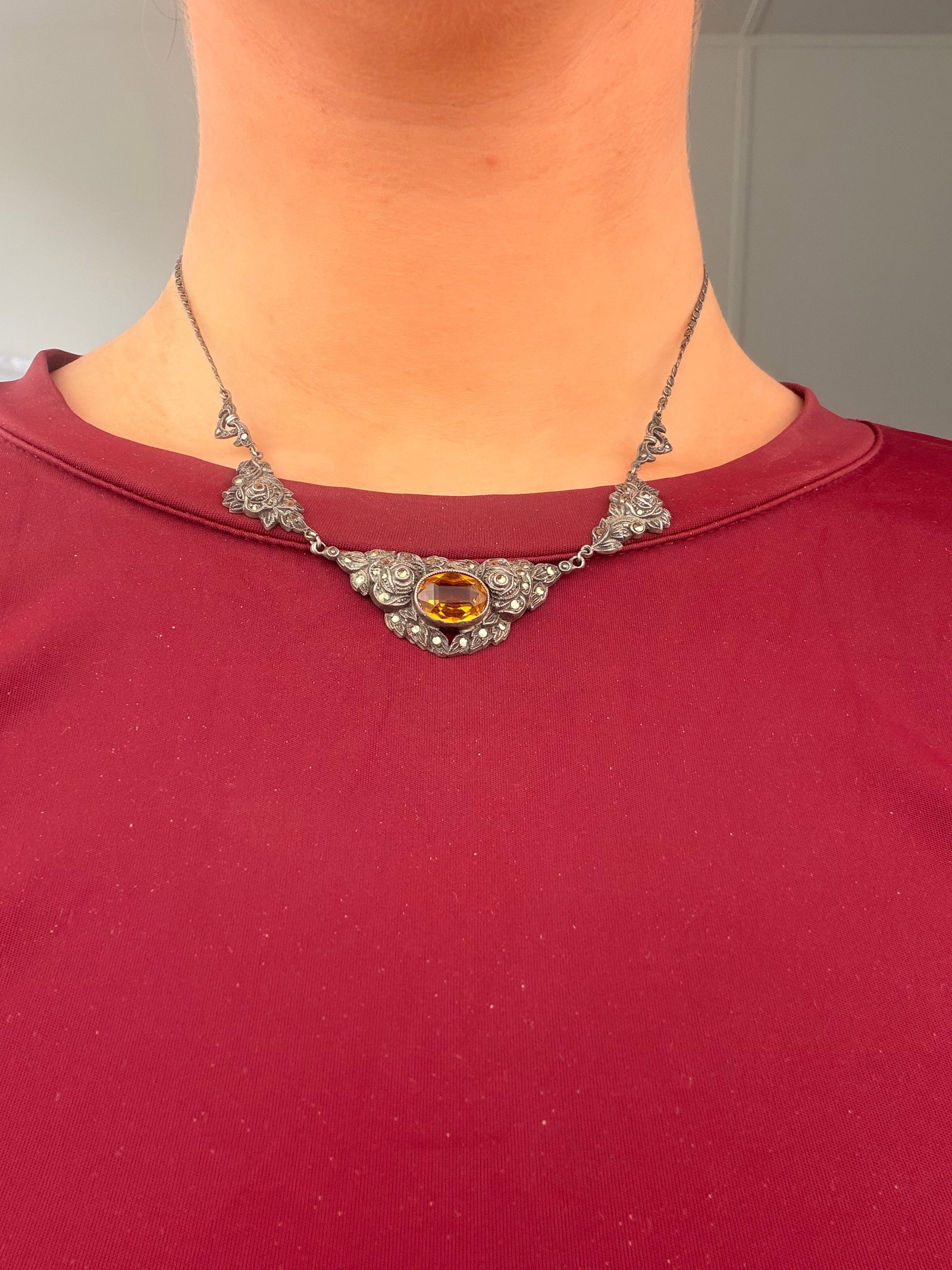 SILVER MARCASITE NECKLACE - 5