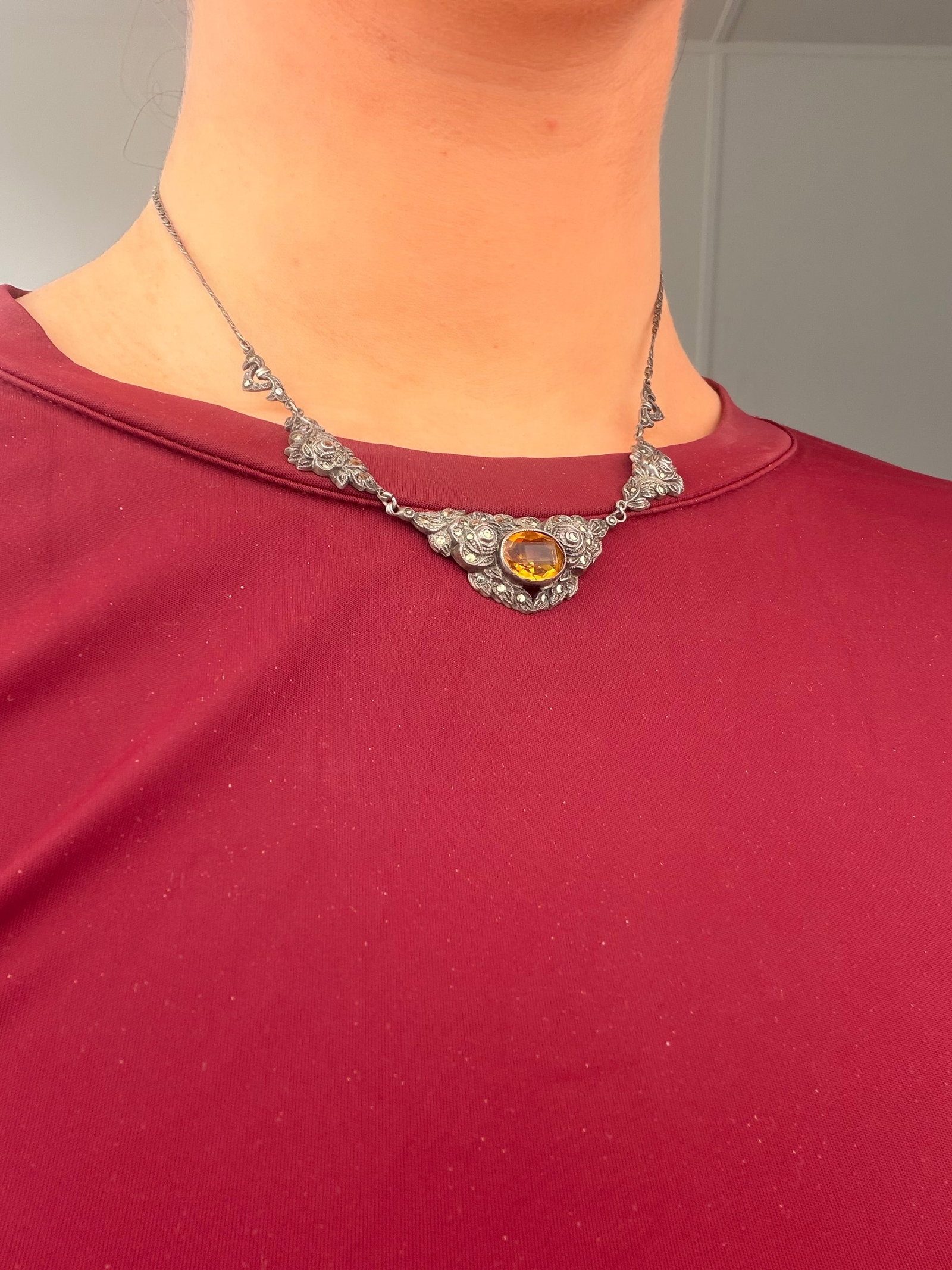 SILVER MARCASITE NECKLACE - 6