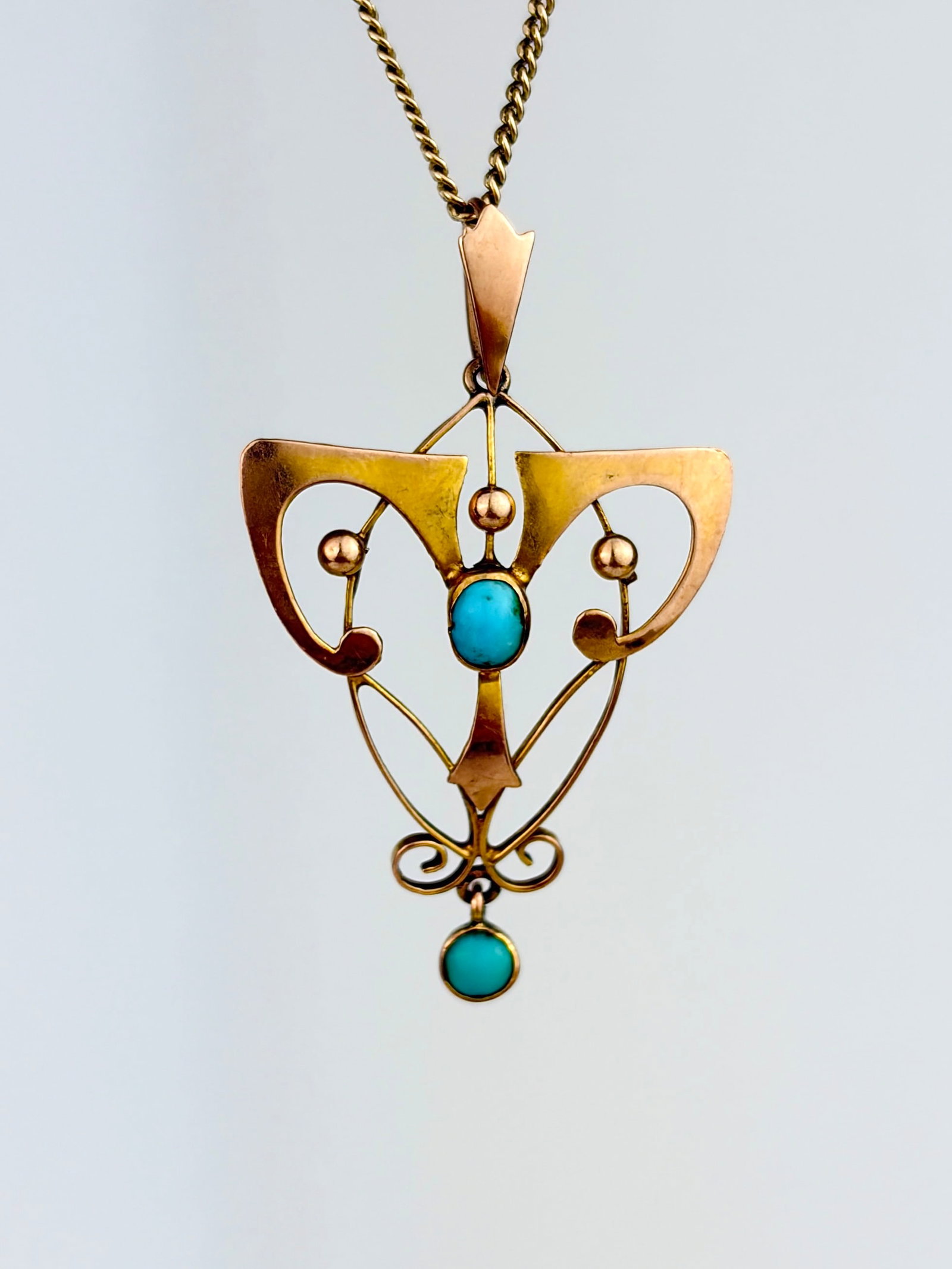 Antique 9ct Gold Ornate Turquoise Pendant: Antique 9ct Gold Ornate Turquoise Pendant So pretty!