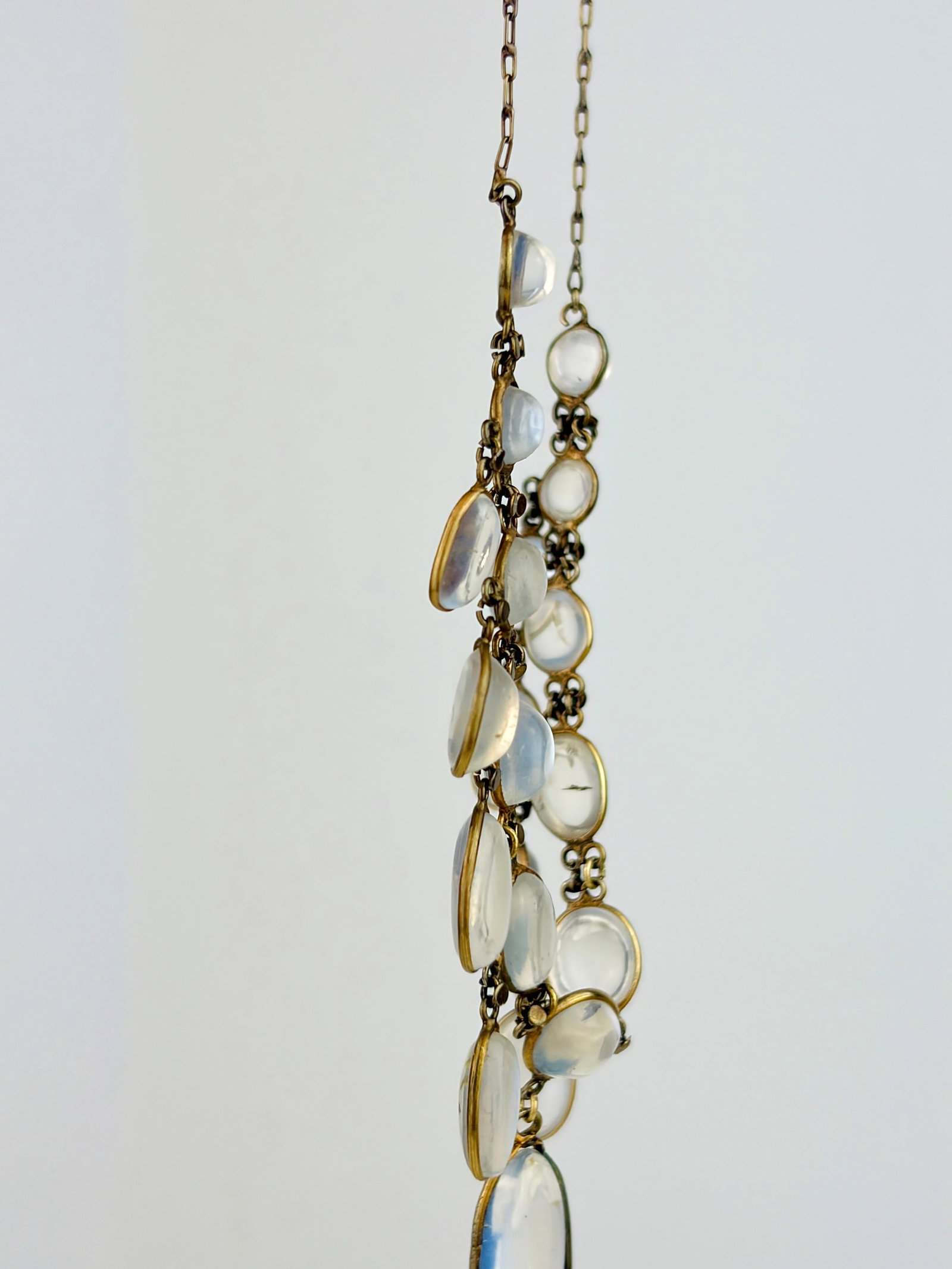 ANTIQUE GOLD MOONSTONE FRINGE NECKLACE - 2