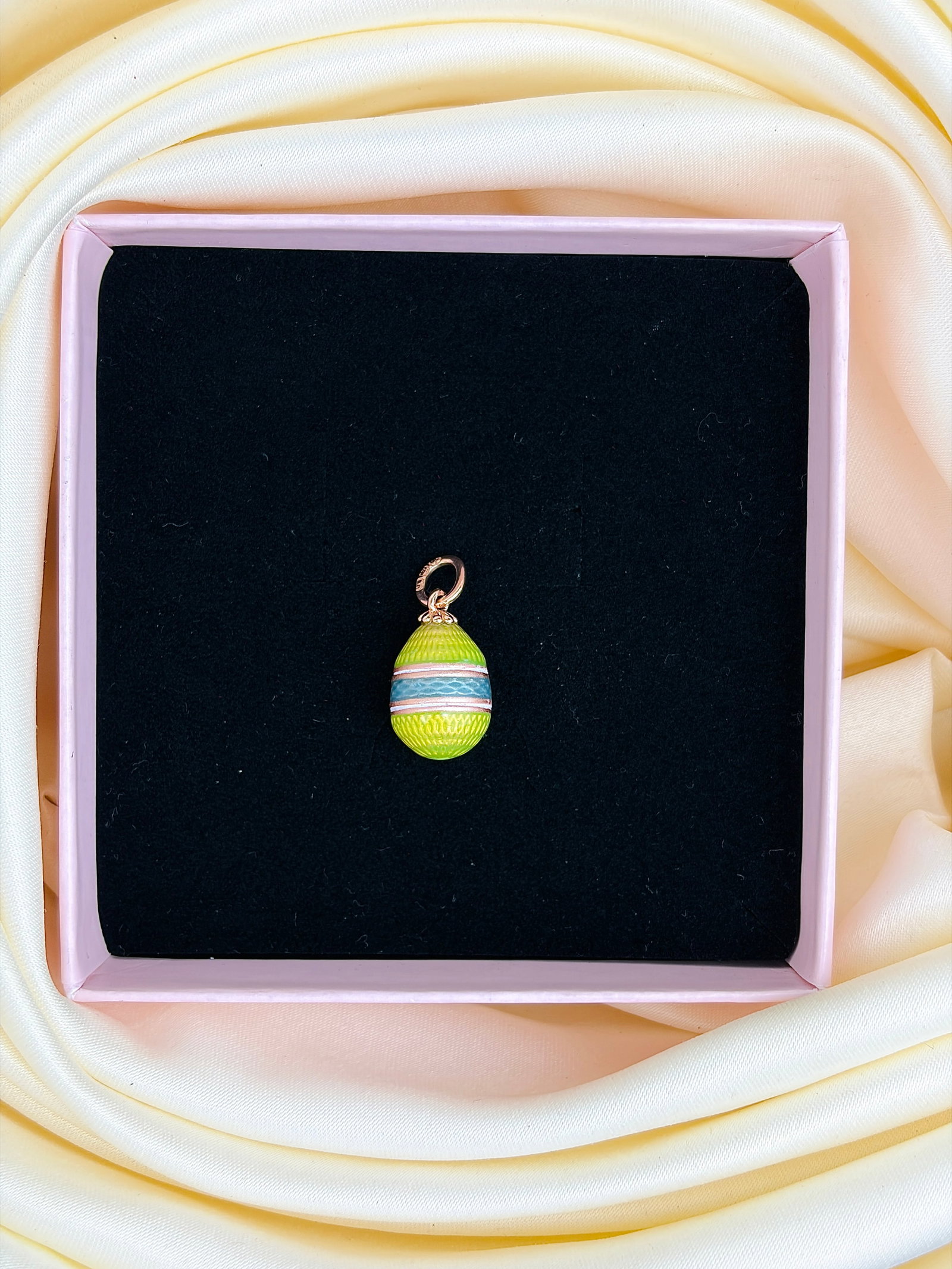 WONDERFUL BLUE AND GREEN 14CT GOLD RUSSIAN EGG PENDANT - 6