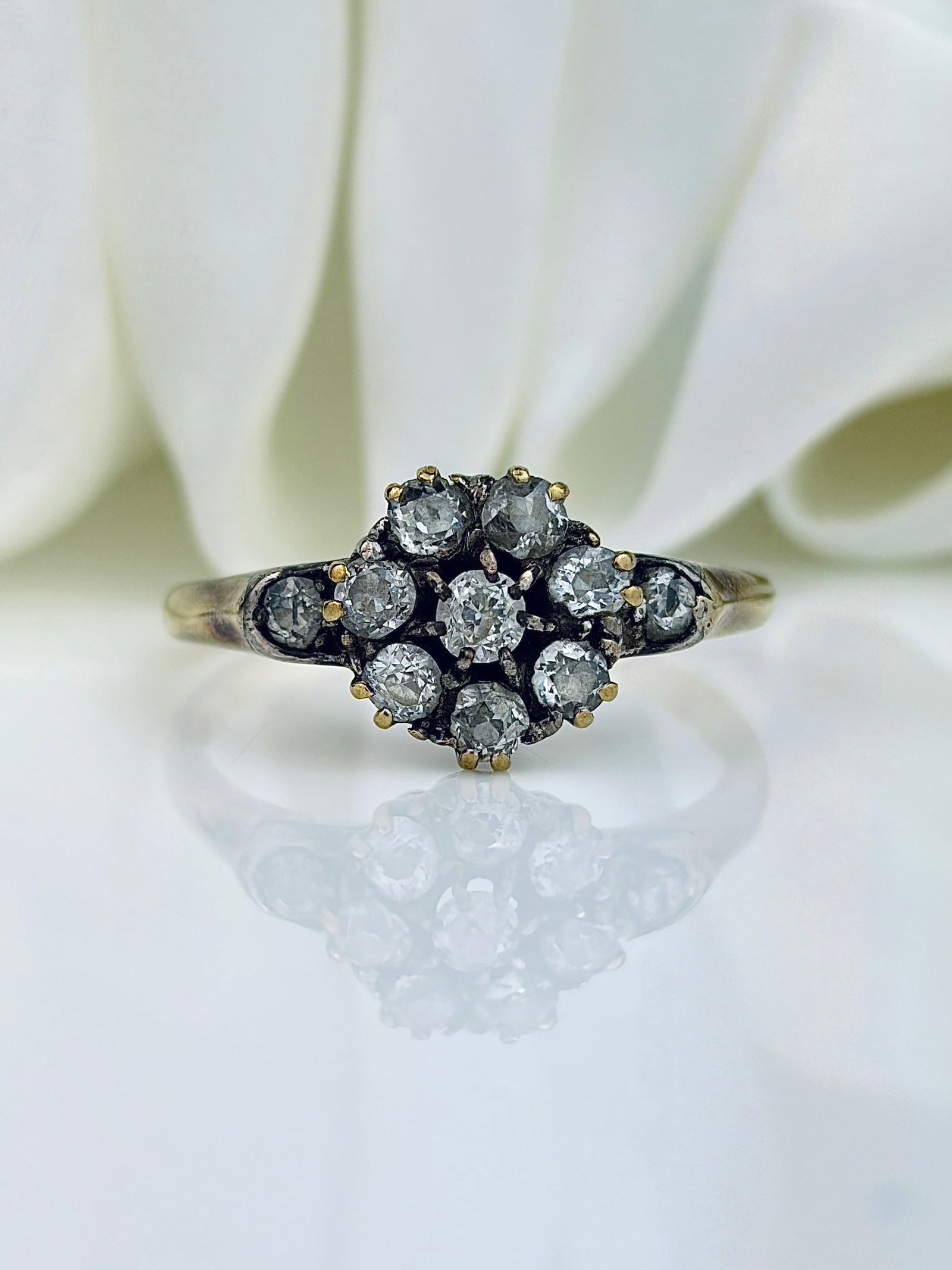 ANTIQUE 18CT GOLD DIAMOND CLUSTER RING: ANTIQUE 18CT GOLD DIAMOND CLUSTER RING Beautiful diamond cluster ring!