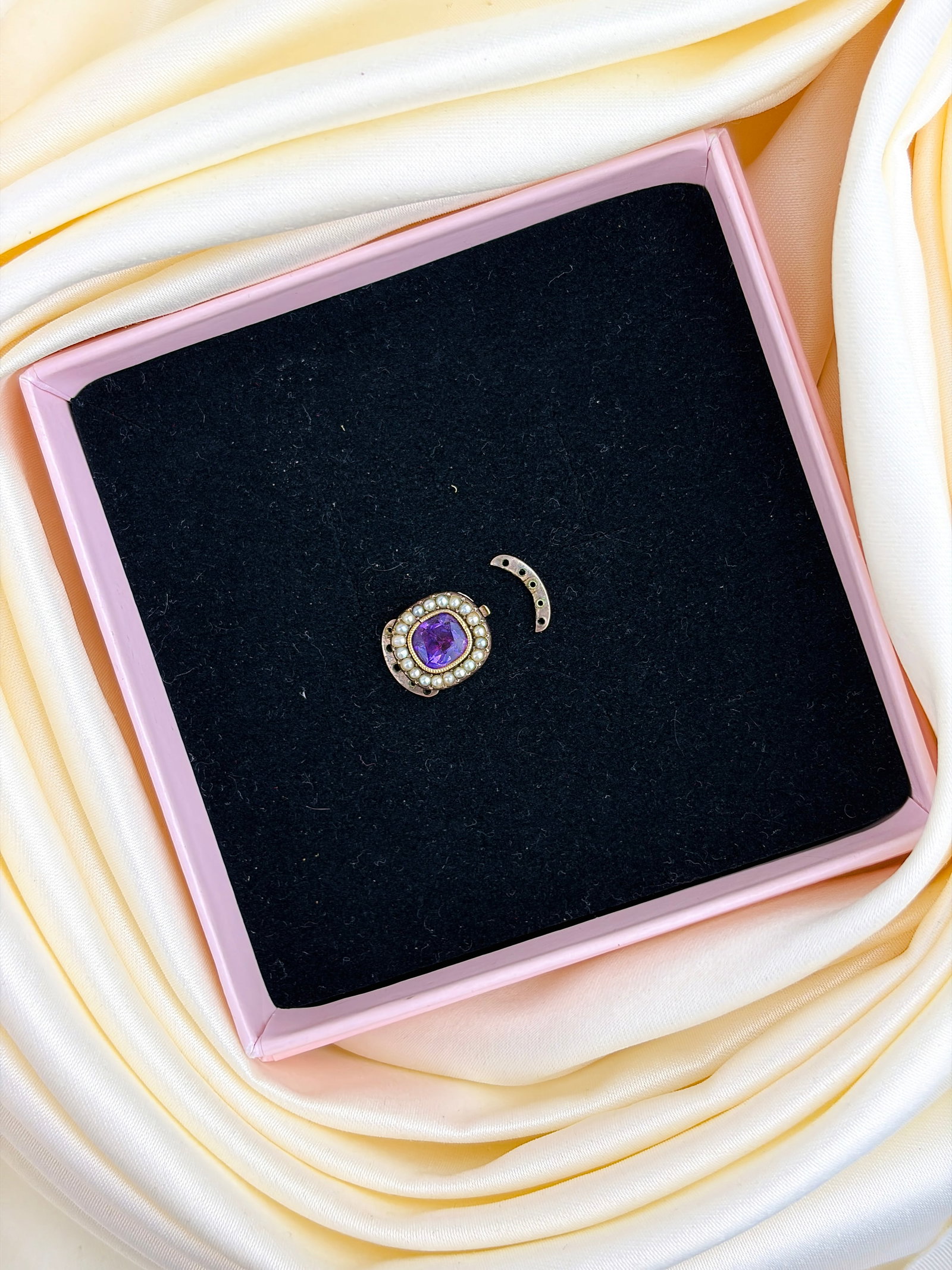 ANTIQUE AMETHYST AND PEARL CLASP - 5