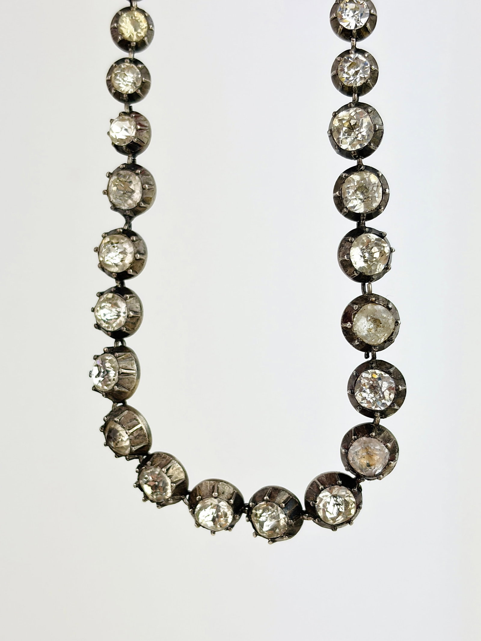 Antique Georgian Era Paste Riviere Necklace in Silver