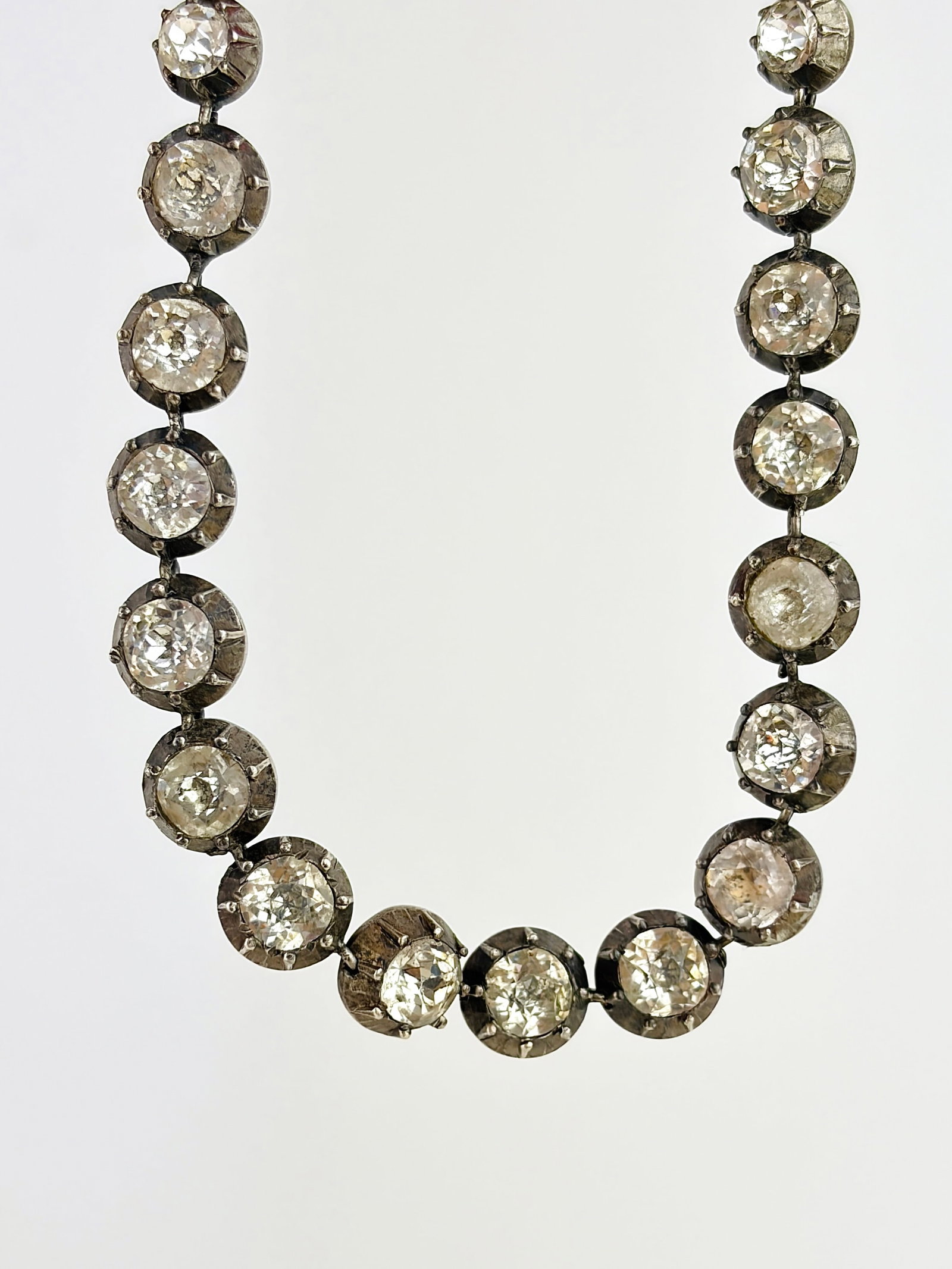 Antique Georgian Era Paste Riviere Necklace in Silver - 3