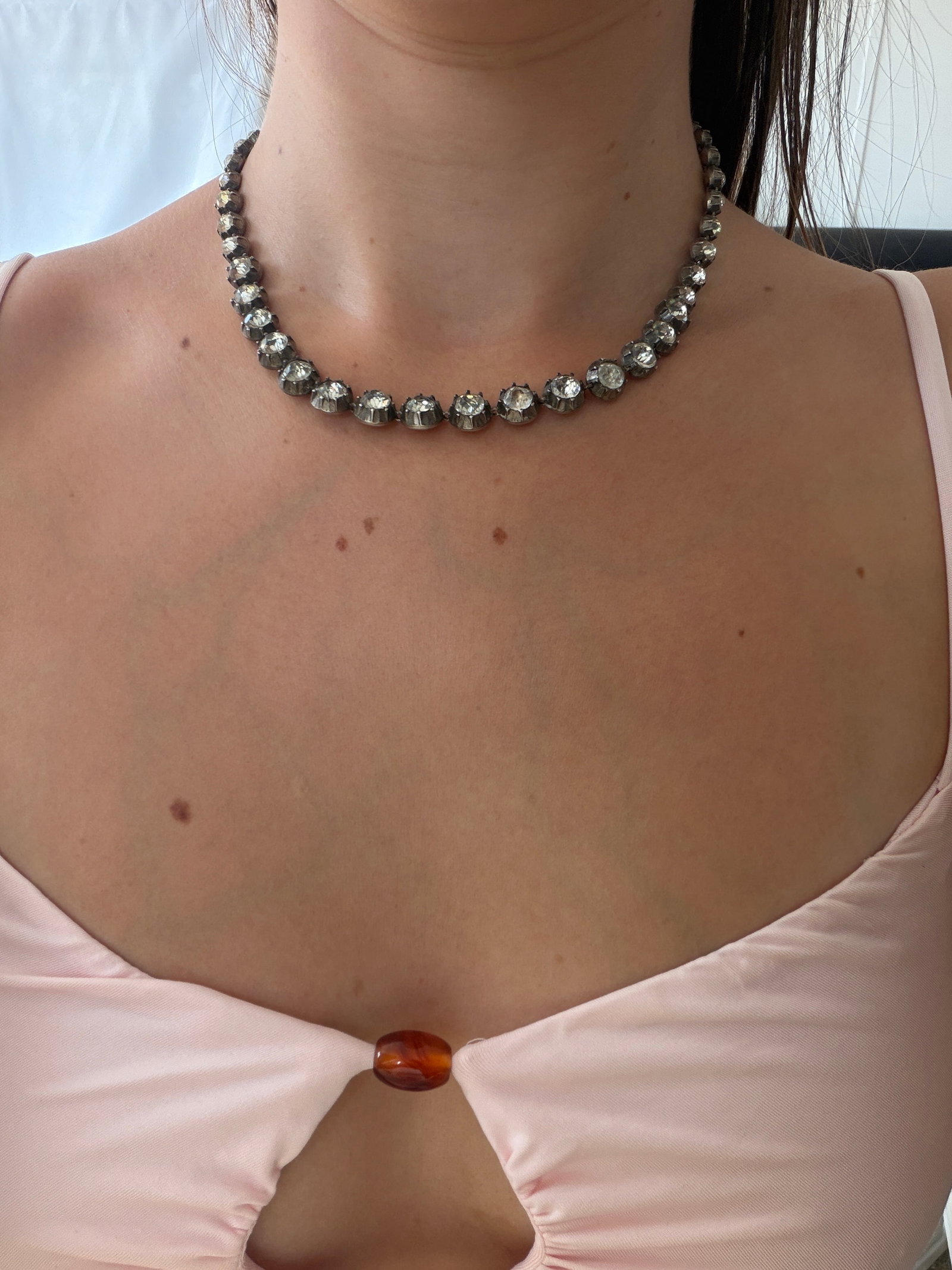 Antique Georgian Era Paste Riviere Necklace in Silver - 7
