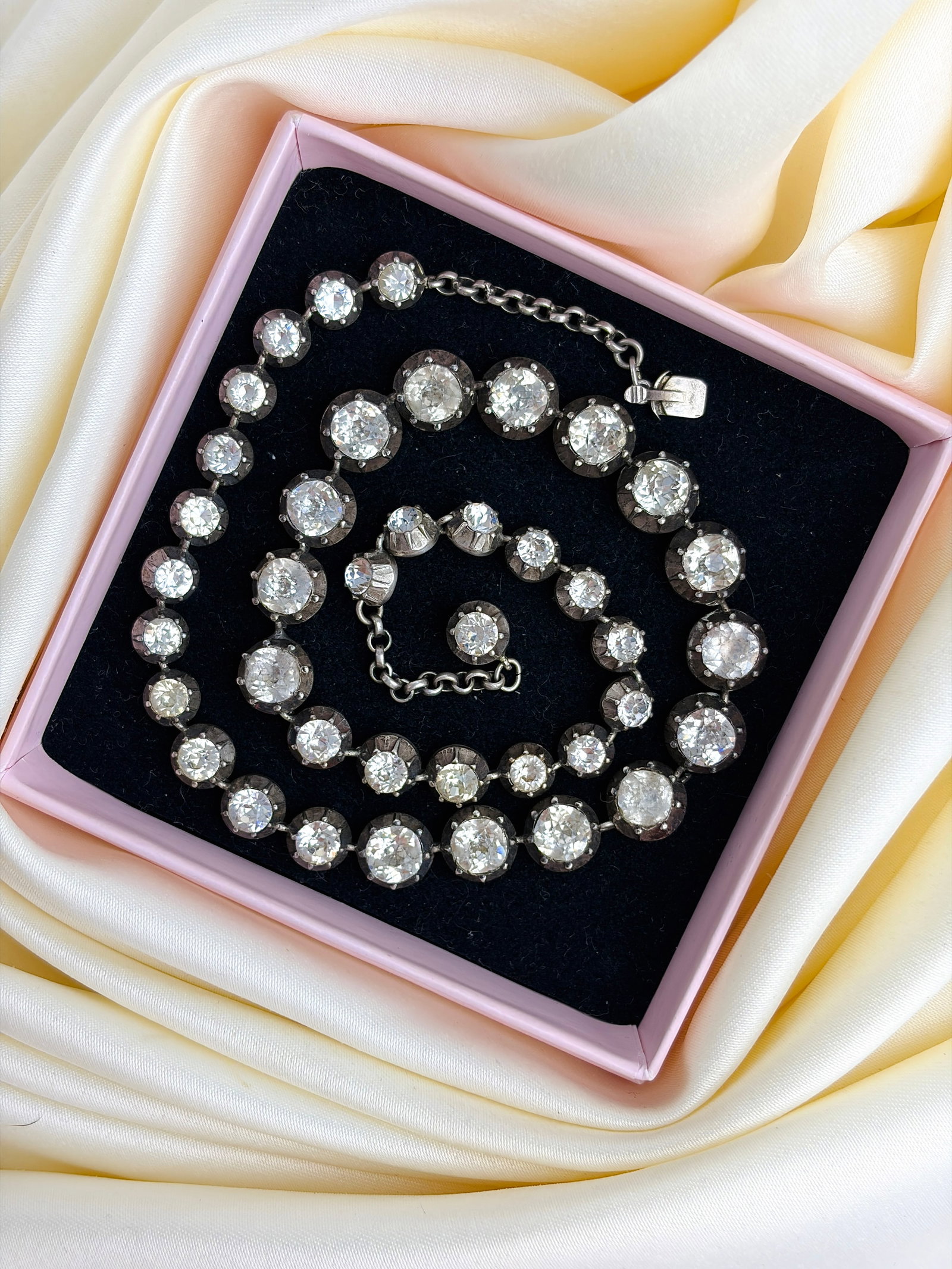 Antique Georgian Era Paste Riviere Necklace in Silver - 9
