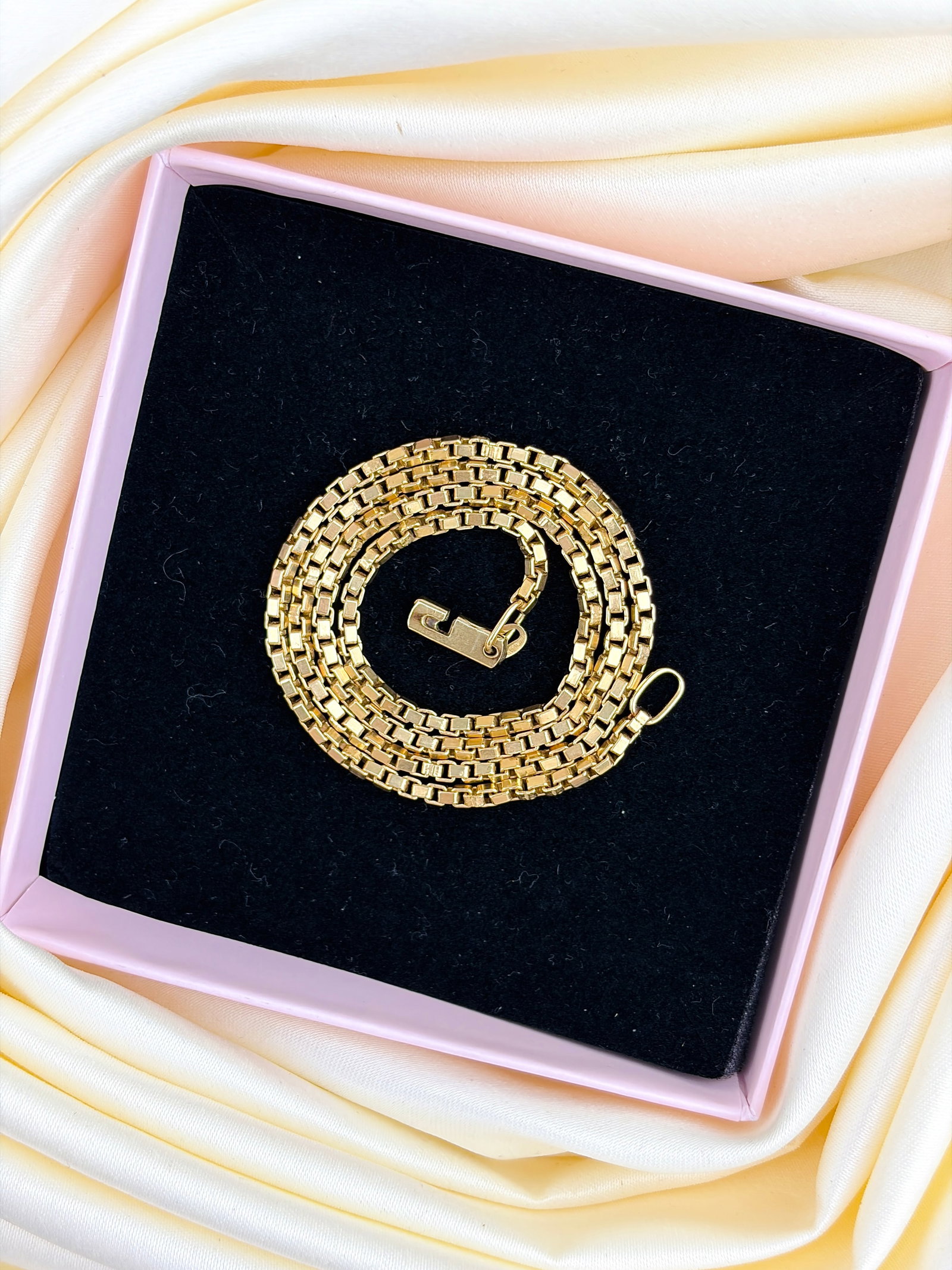 VINTAGE 14CT YELLOW GOLD BOX LINK CHAIN - 6