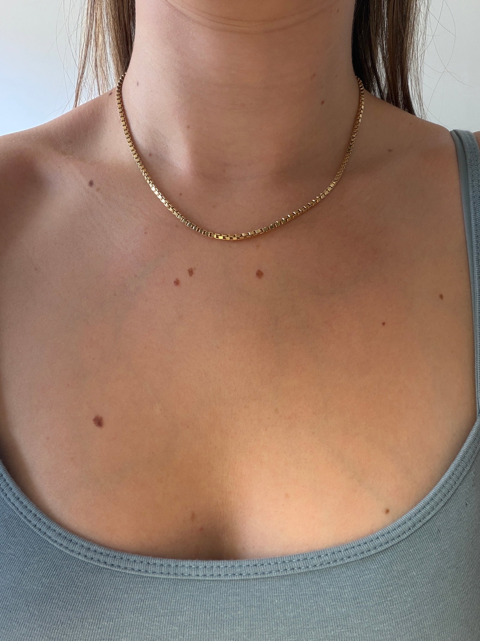 VINTAGE 14CT YELLOW GOLD BOX LINK CHAIN - 7