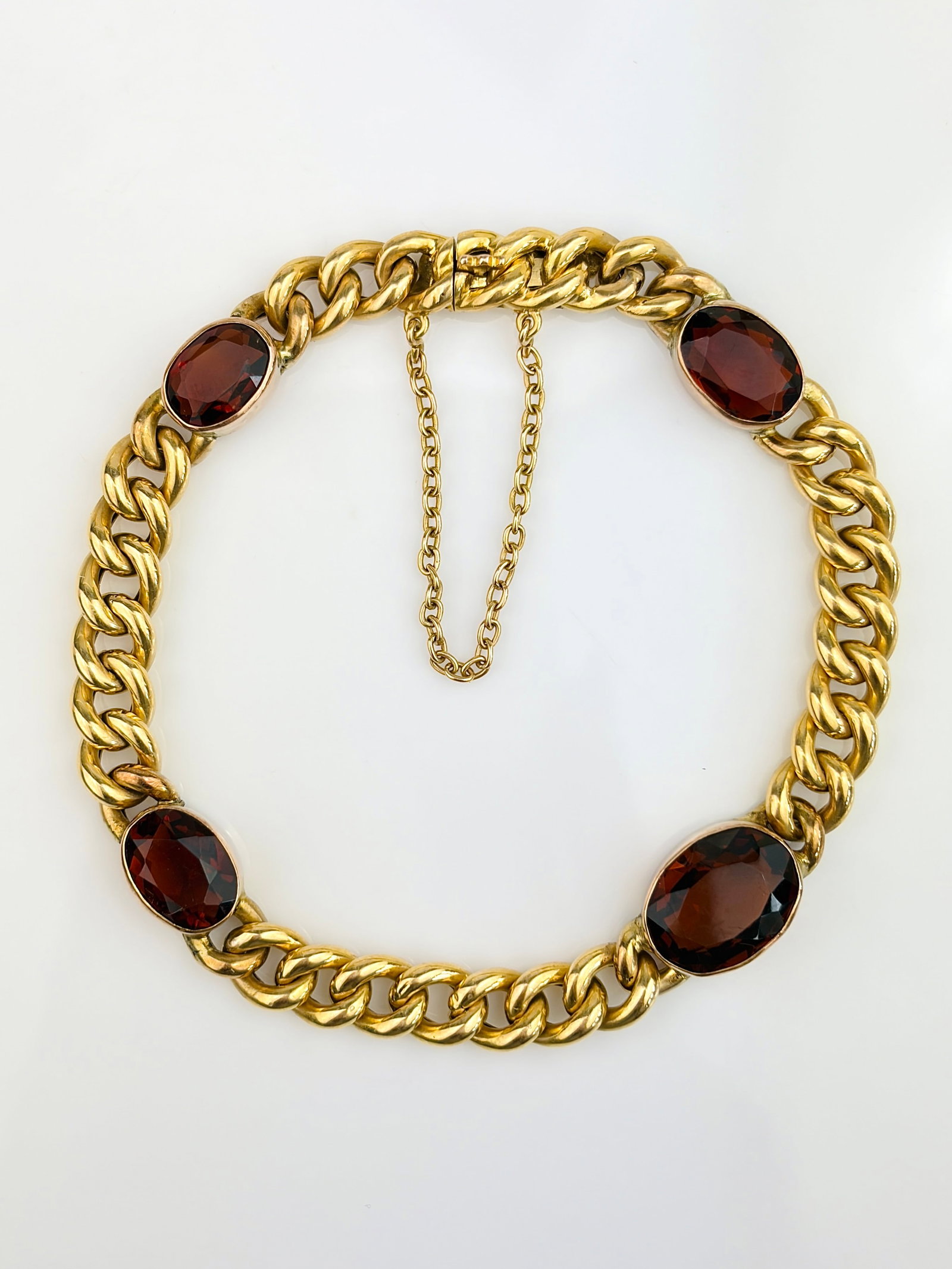 VINTAGE 18CT YELLOW GOLD CITRINE CHAIN BRACELET - 2