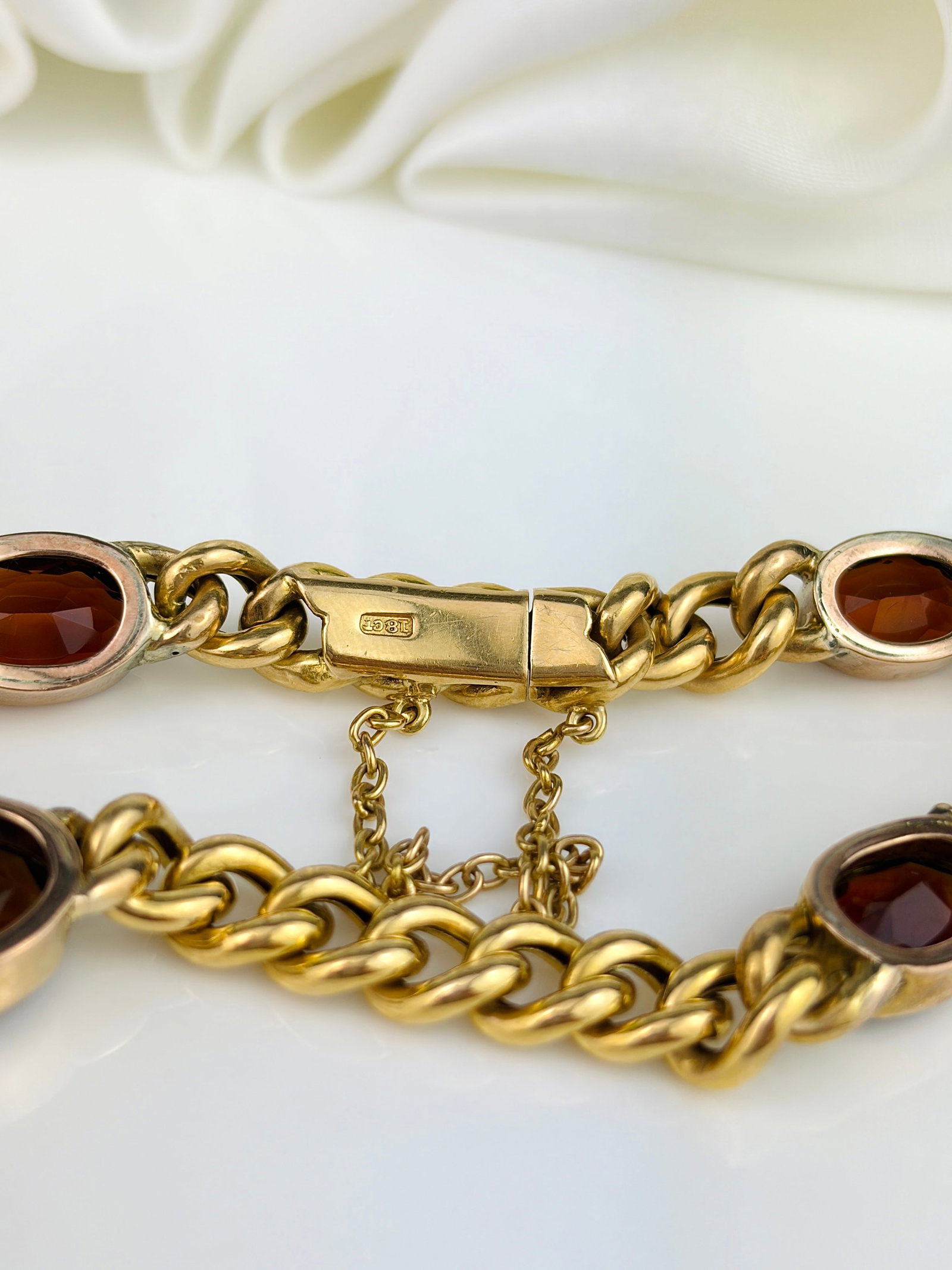 VINTAGE 18CT YELLOW GOLD CITRINE CHAIN BRACELET - 4