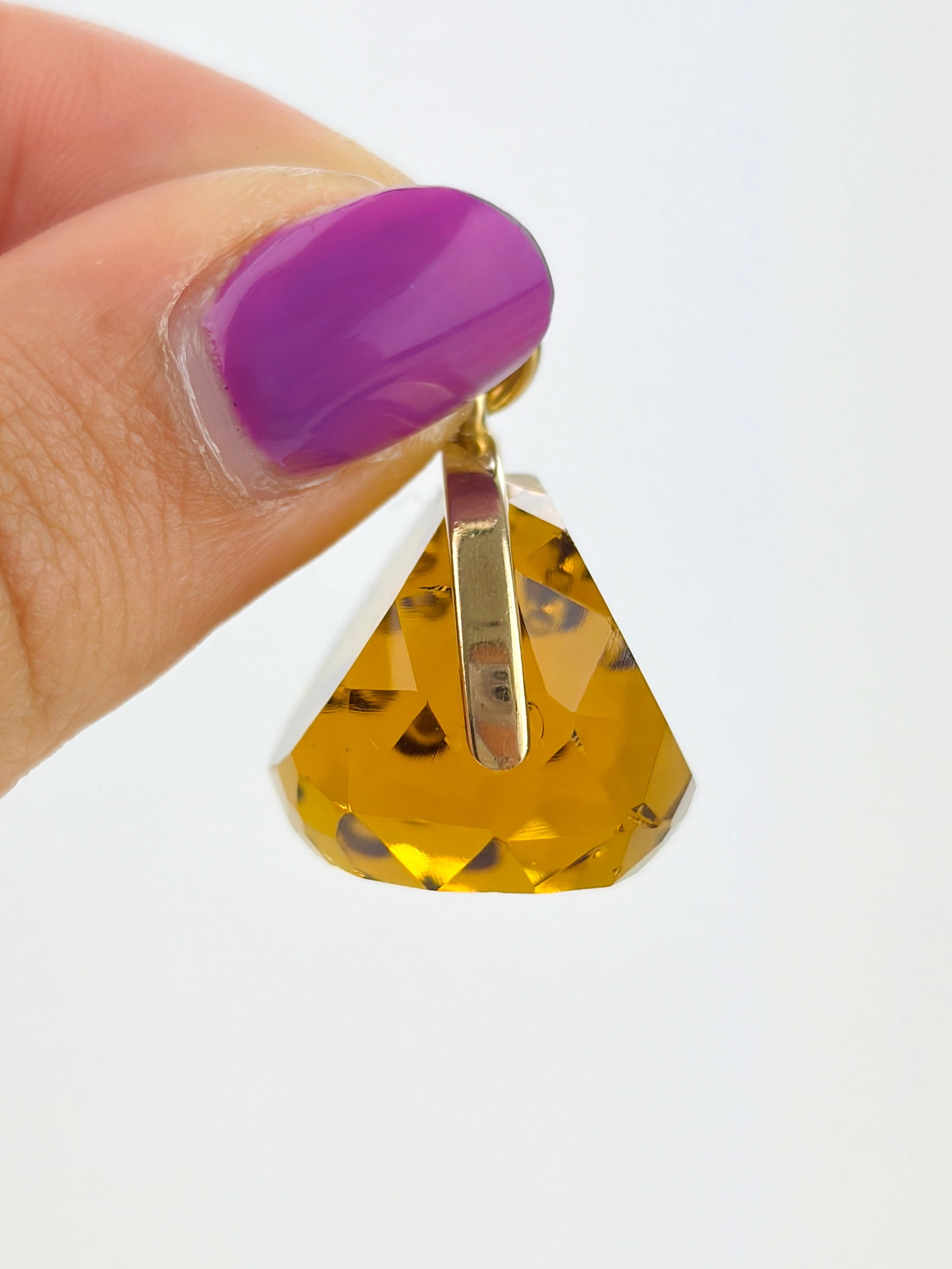 LARGE 9CT YELLOW GOLD CITRINE SPINNING FOB PENDANT - 3