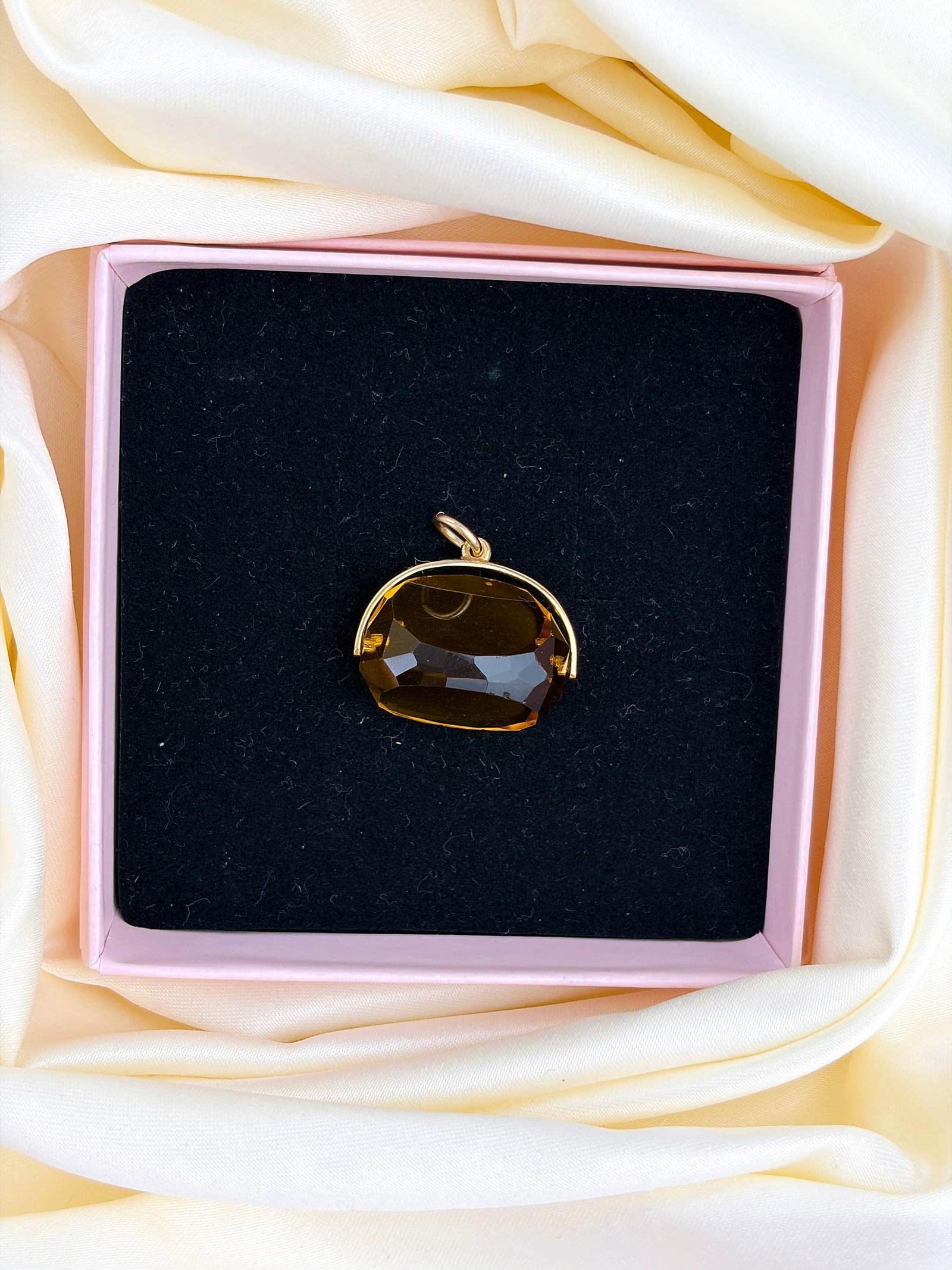 LARGE 9CT YELLOW GOLD CITRINE SPINNING FOB PENDANT - 5
