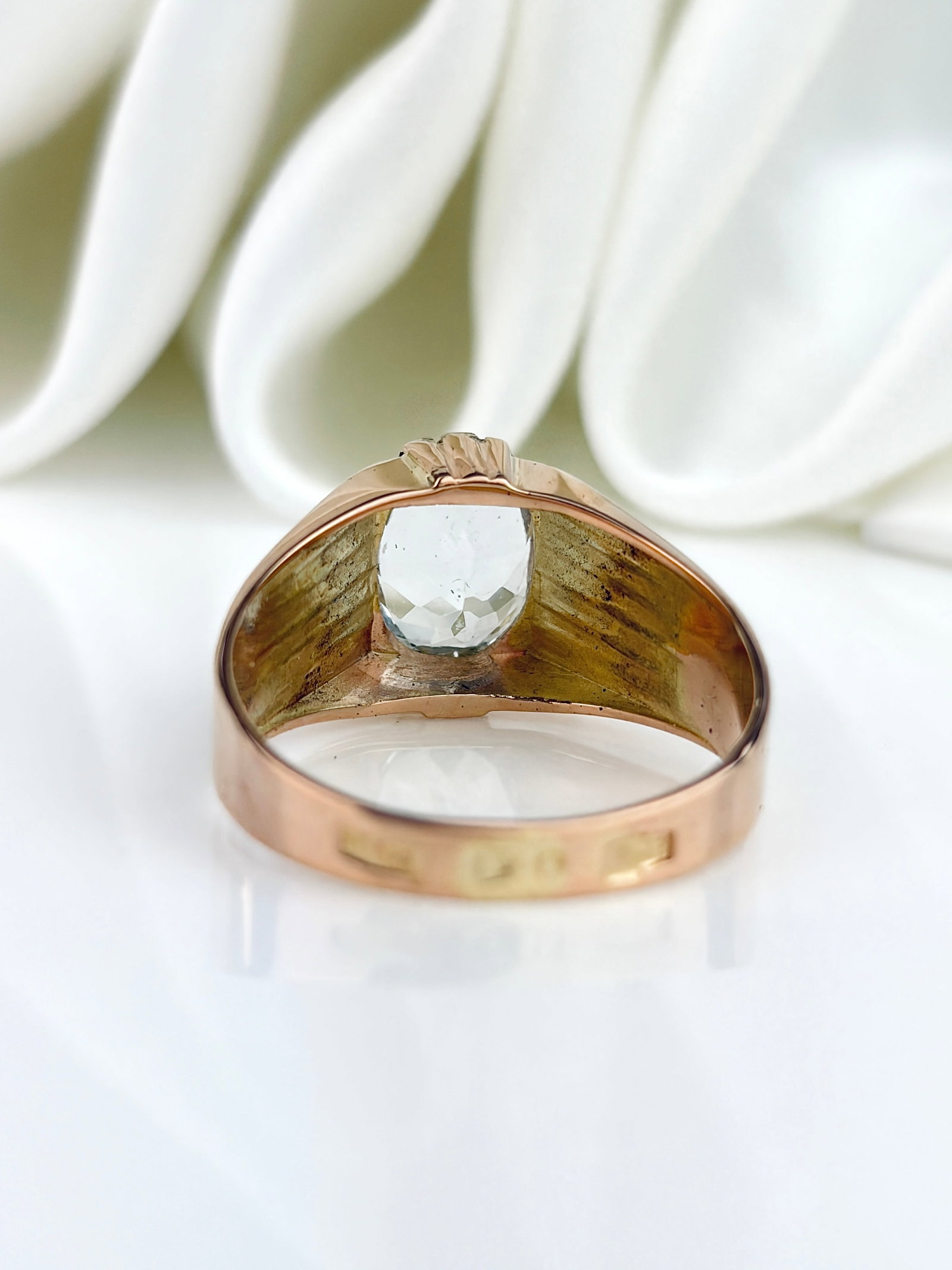 Chunky Vintage 14ct Yellow Gold Aquamarine Ring - 3