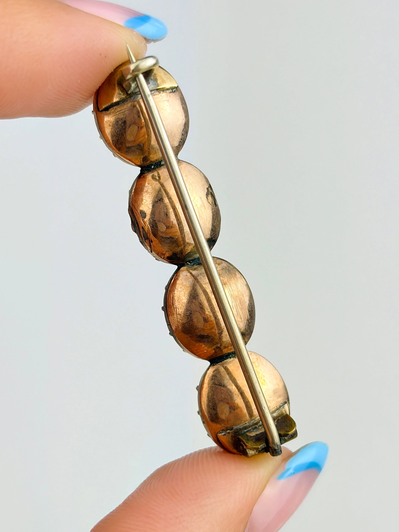 ANTIQUE GEORGIAN YELLOW PASTE BAR BROOCH IN GOLD - 4