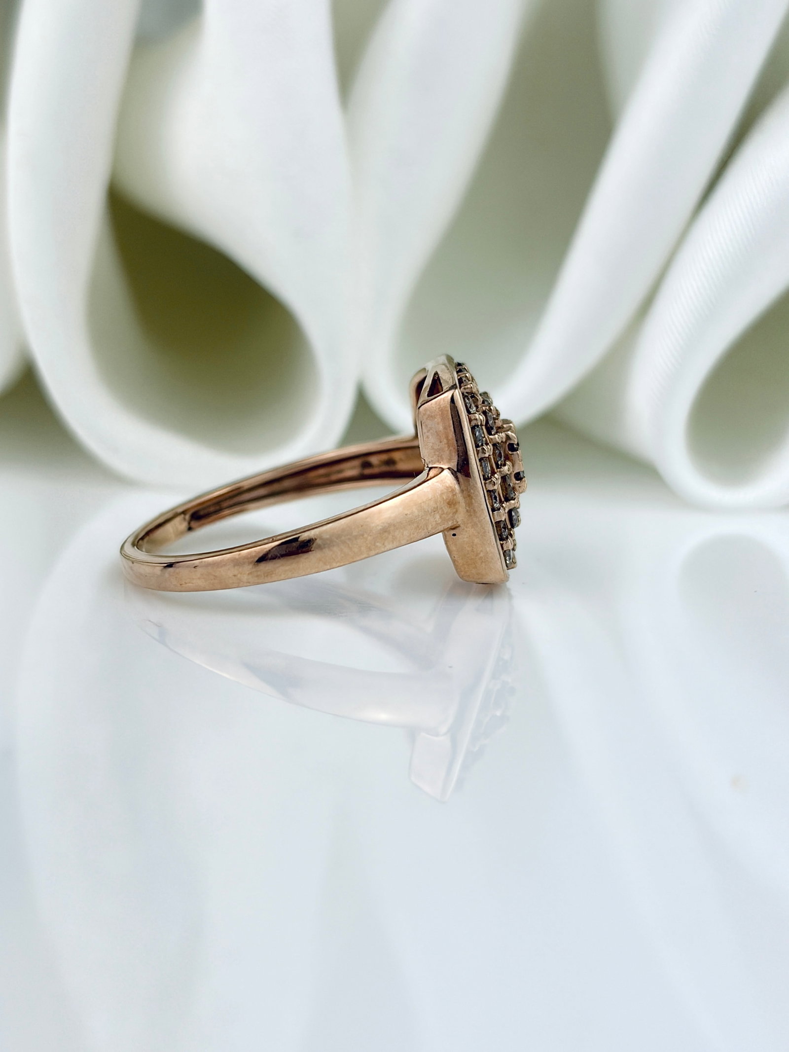 9ct Rose Gold Diamond Square Ring - 2