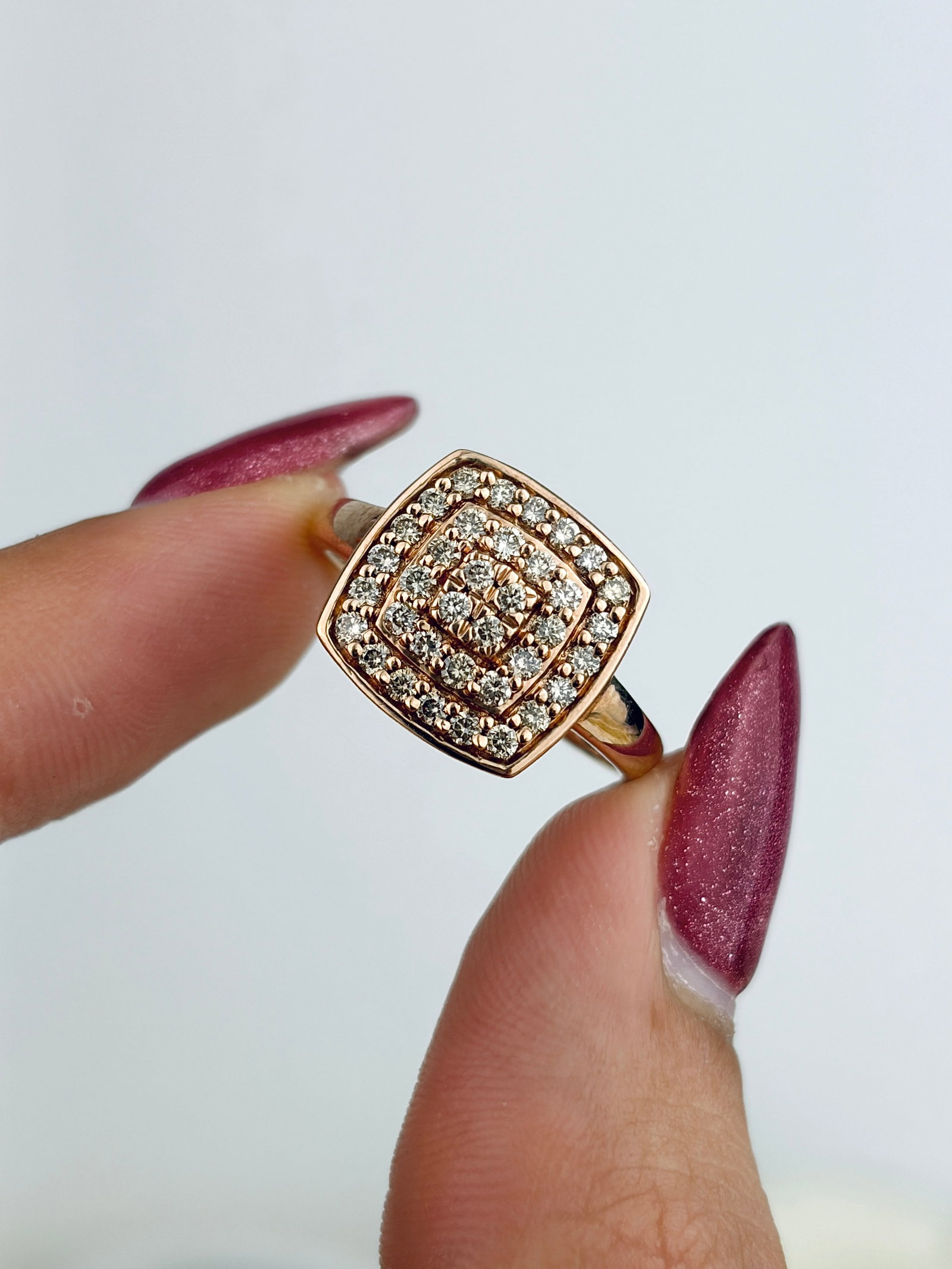 9ct Rose Gold Diamond Square Ring - 5