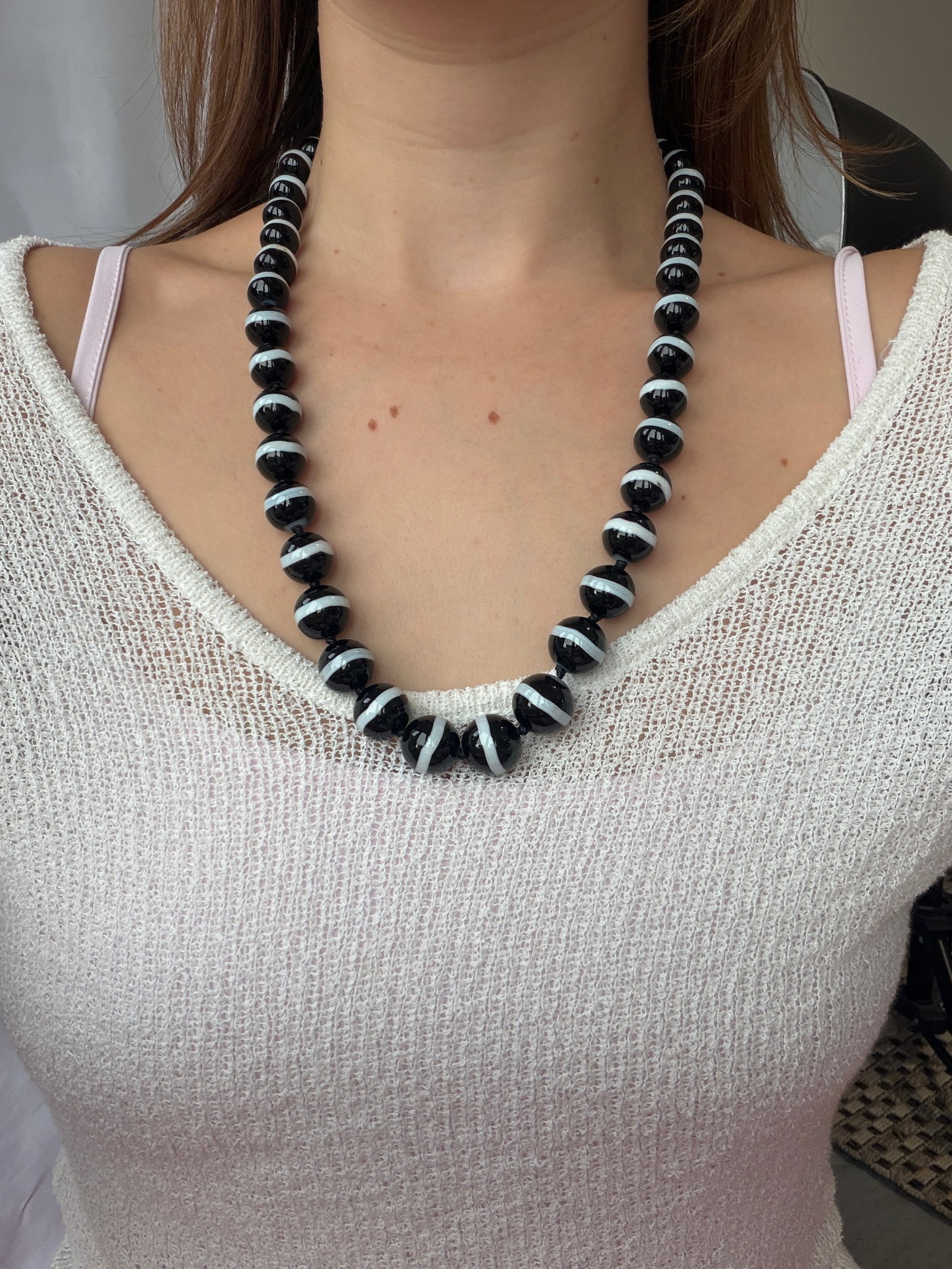 Antique chunky banded agate necklace - 5