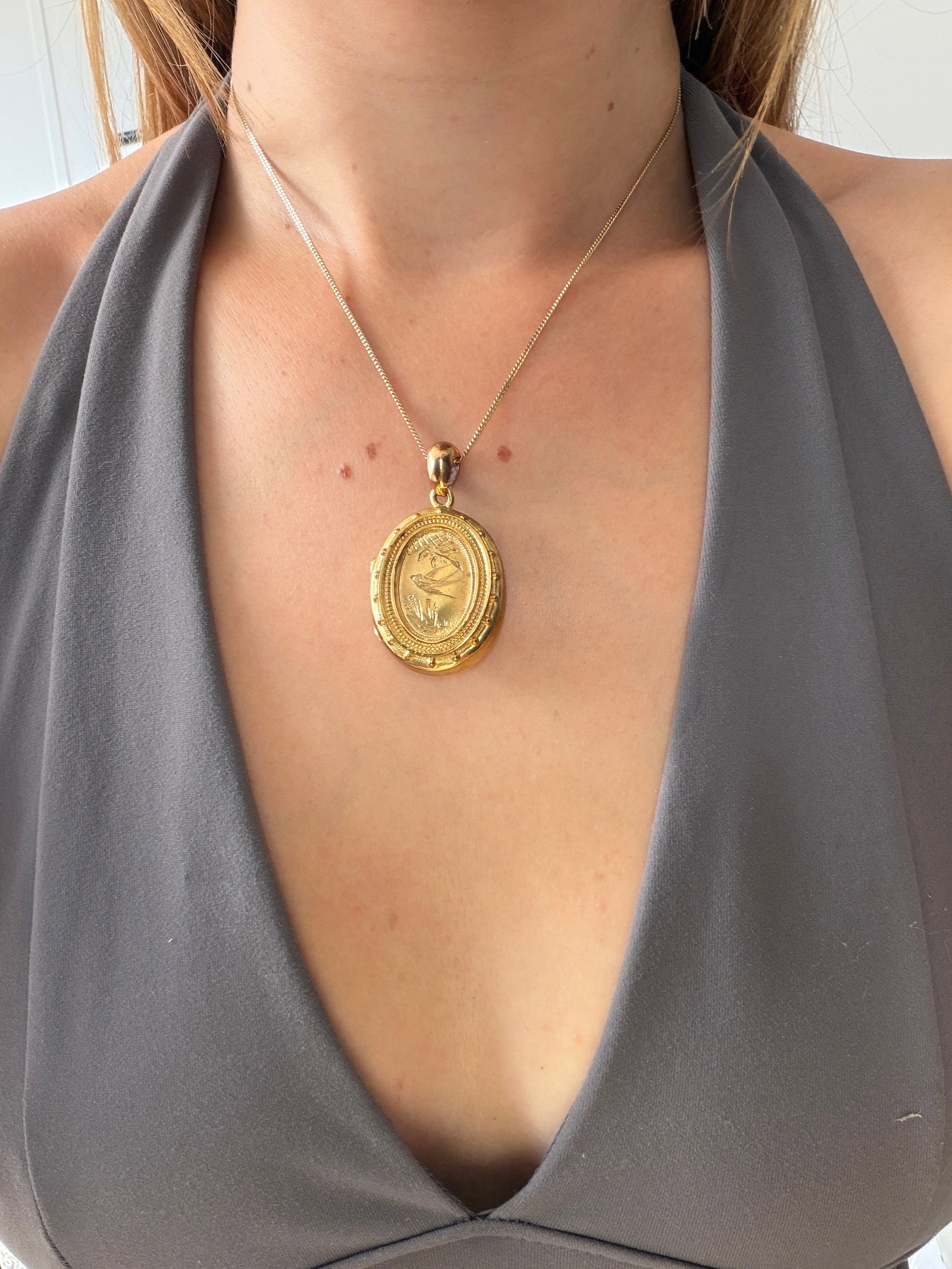 Antique Silver Gilt Locket Pendant - 2