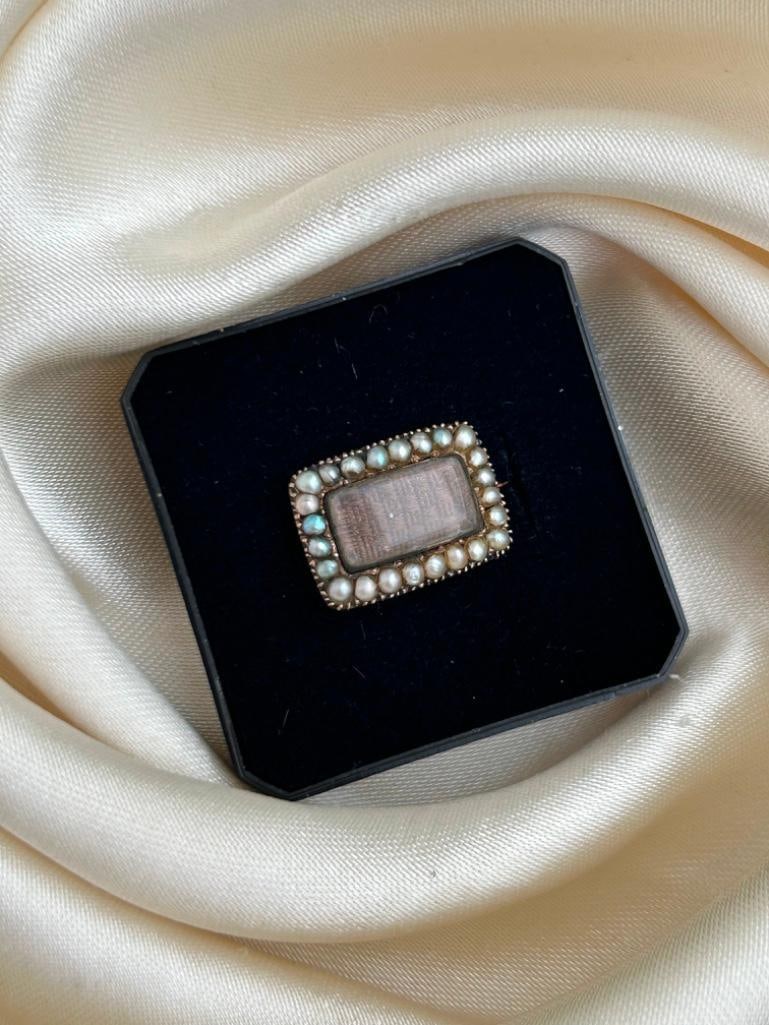 Antique Gold Pearl Brooch - 3