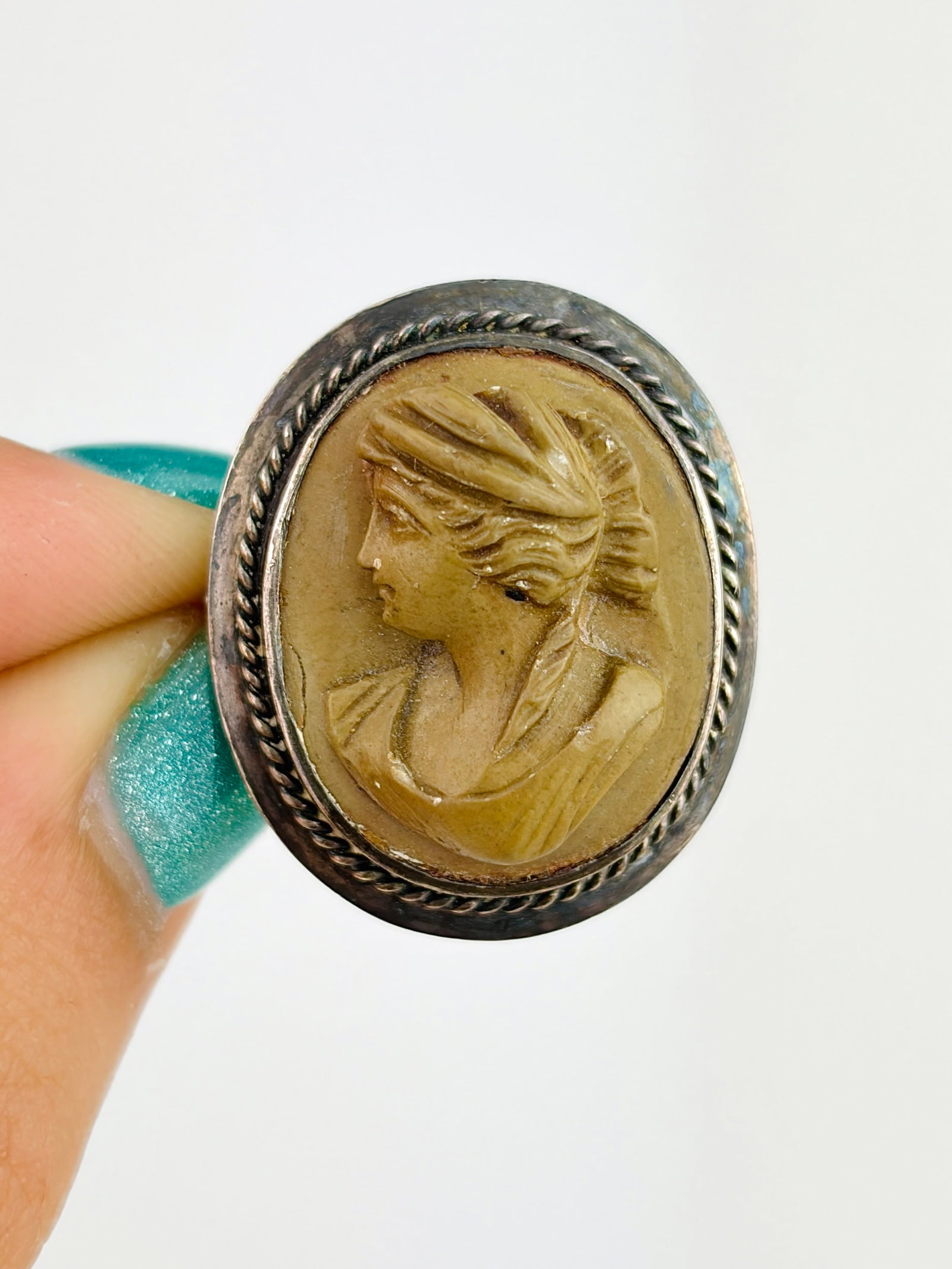 Antique Silver Lava Stone Carved Cameo Brooch/Pendant: Antique Silver Lava Stone Carved Cameo Brooch/Pendant A truly exquisite brooch!