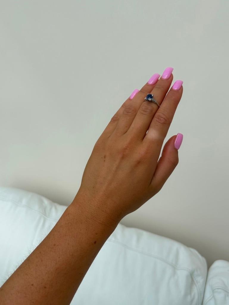 Platinum Sapphire and Diamond Ring - 2