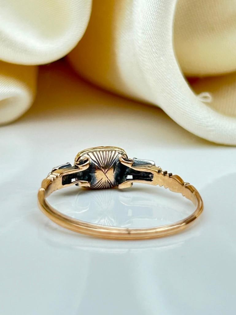 Georgian Era Flat Cut Garnet and Diamond Gold Ring - 7