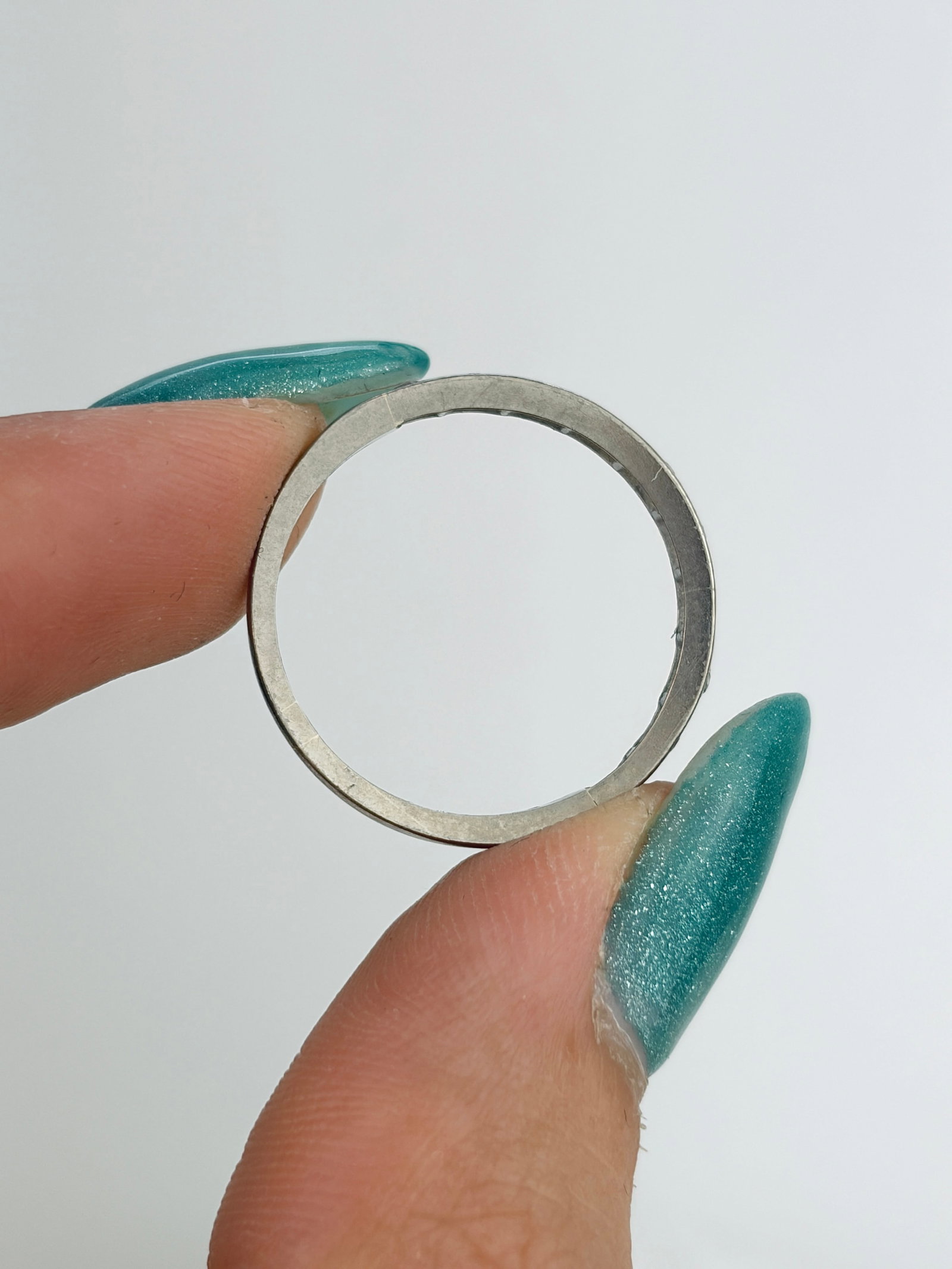 Antique 18ct White Gold Diamond Half Eternity Band Ring - 6