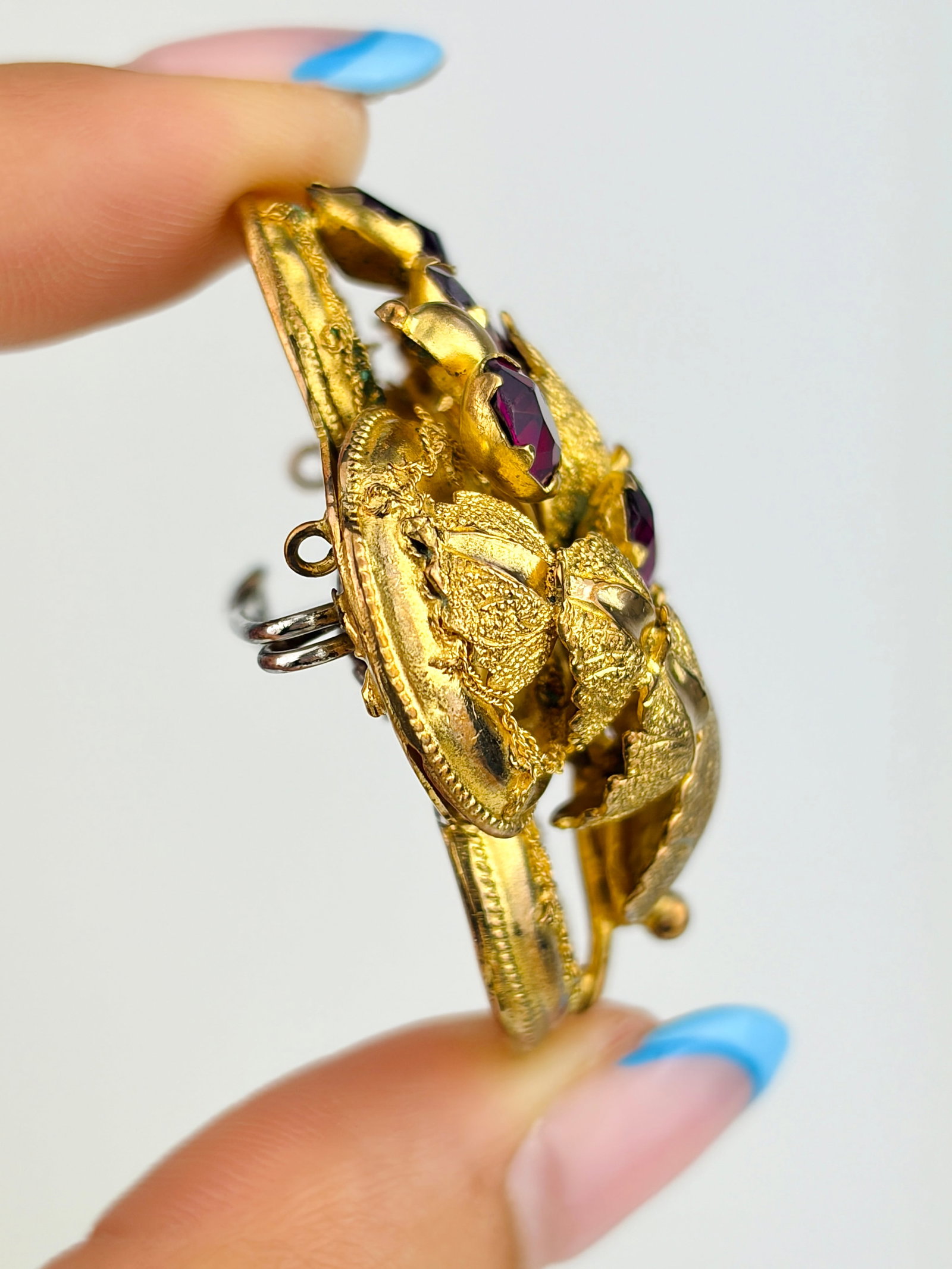 Large Antique Gilt Metal Paste Brooch - 2