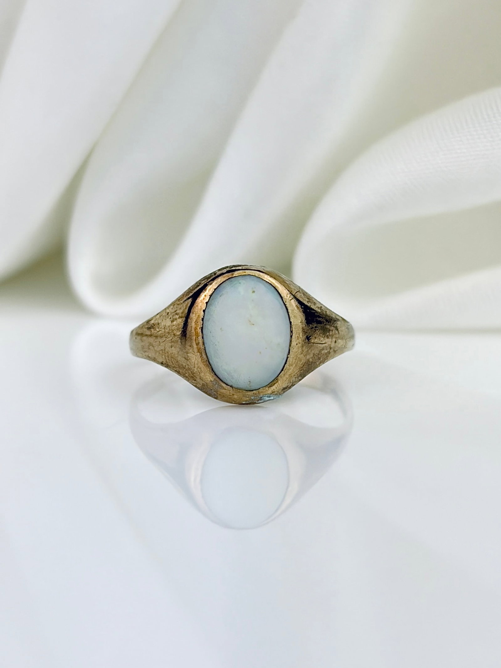 Small Size Opal Signet Ring in 9ct Yellow Gold: Small Size Opal Signet Ring in 9ct Yellow Gold Perfect pinky ring!