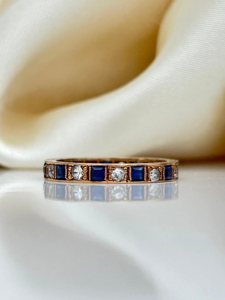 Wonderful Gold Eternity Band Ring: Wonderful Gold Eternity Band Ring AF one stone missing Measurements: size UK N US 7 band width 2mm weight 2g Materials: gold uzz 