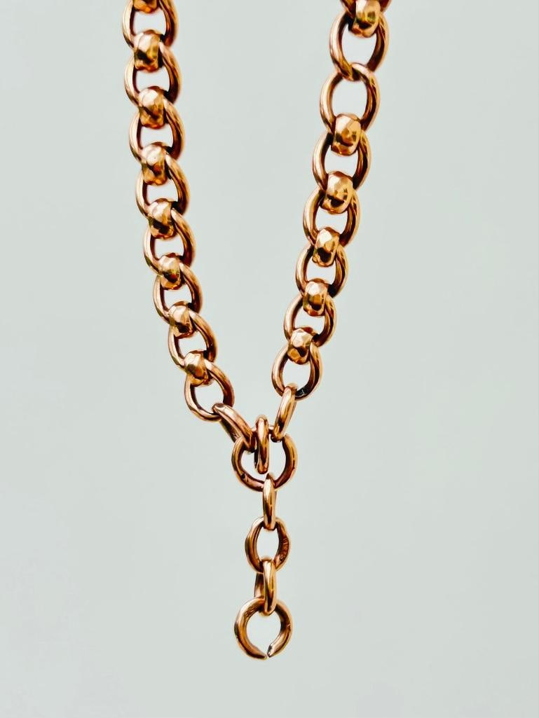 *Antique Heavy 9ct Gold Roller Ball Chain Necklace Double Dogclips: Antique Heavy 9ct Gold Roller Ball Chain Necklace Double Dogclips gorgeous roller ball links!!! measurements length 45cm width 7mm weight 42.72g materi