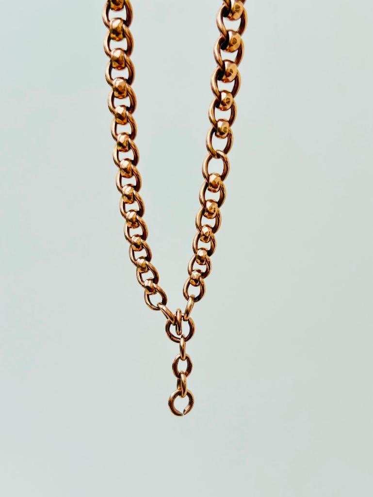 *Antique Heavy 9ct Gold Roller Ball Chain Necklace Double Dogclips - 2