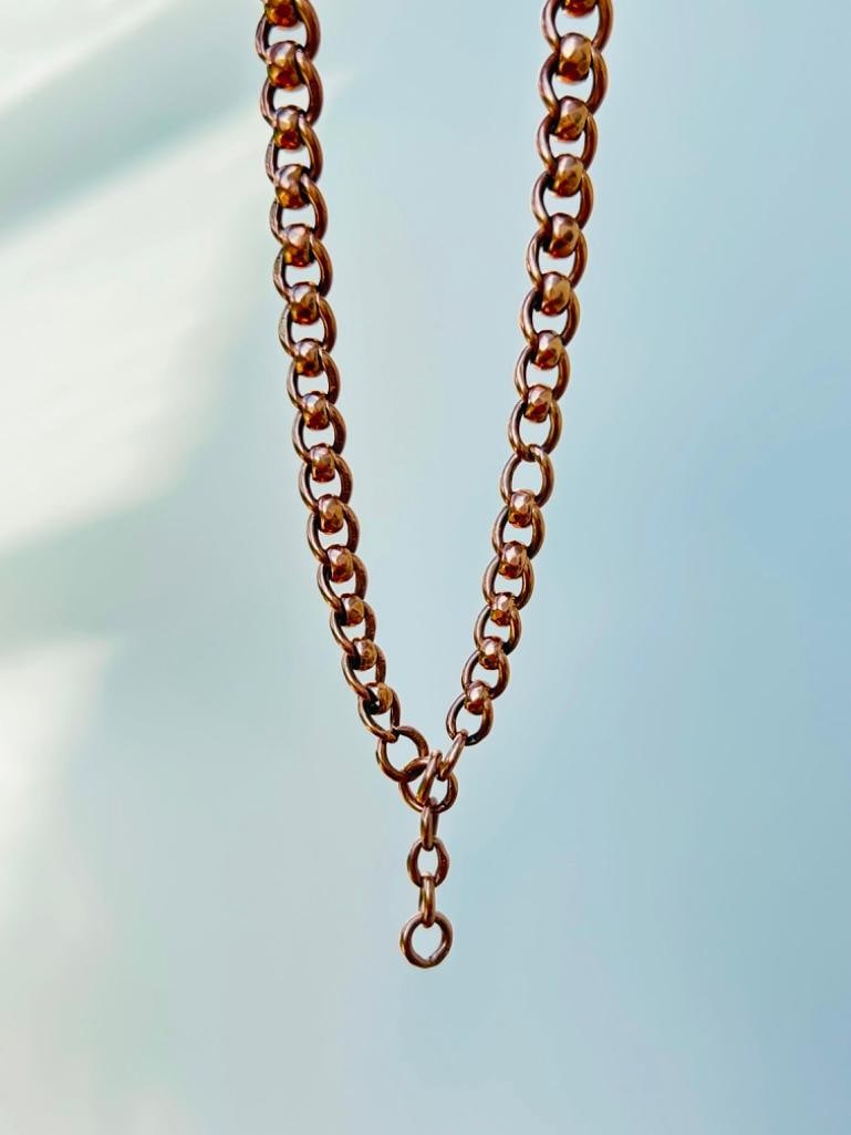 *Antique Heavy 9ct Gold Roller Ball Chain Necklace Double Dogclips - 9