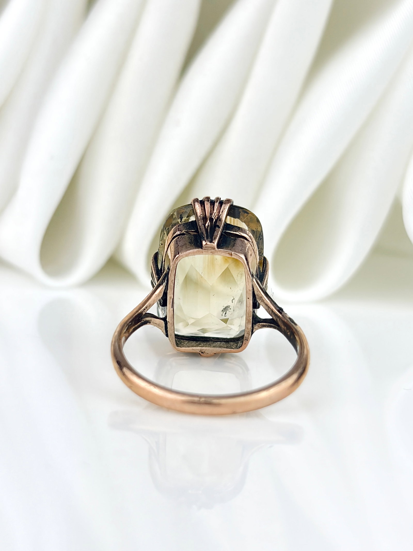 Vintage 9ct Gold Pale Citrine Cocktail Ring - 3