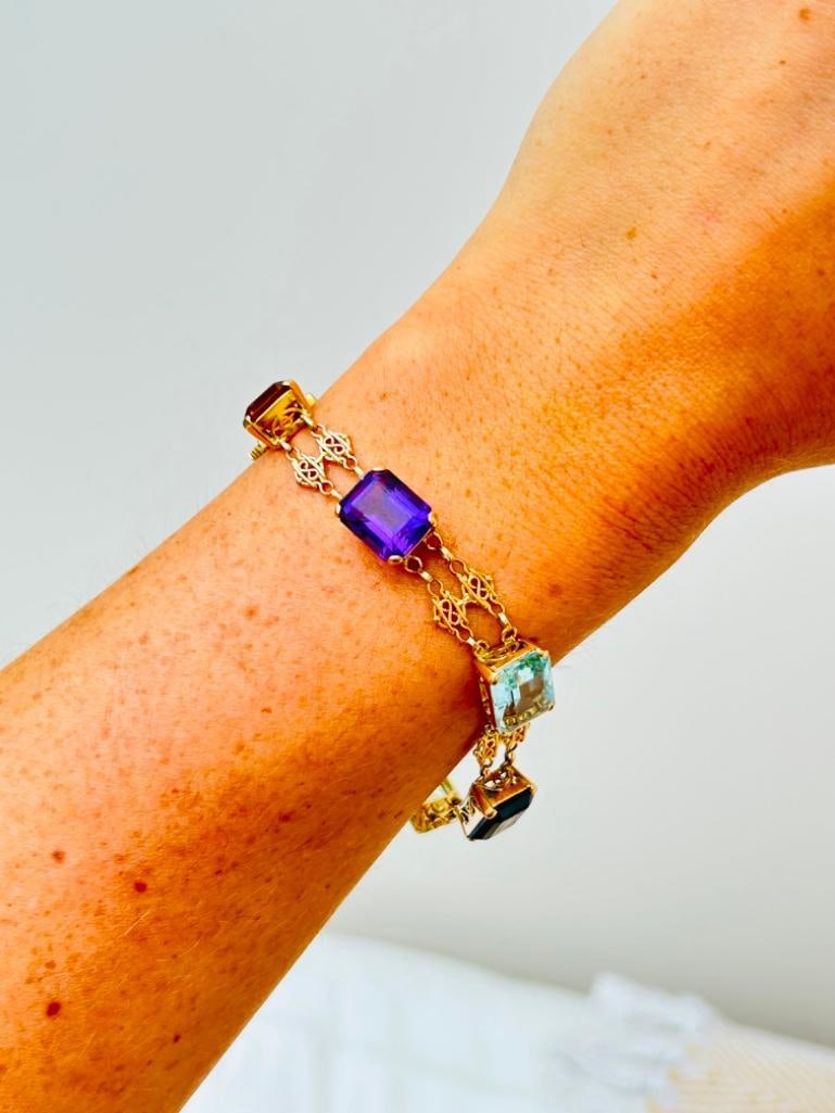 Vintage Gold Multi Stone Bracelet - 2