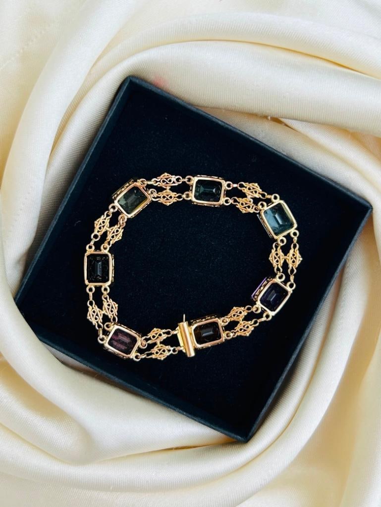 Vintage Gold Multi Stone Bracelet - 7
