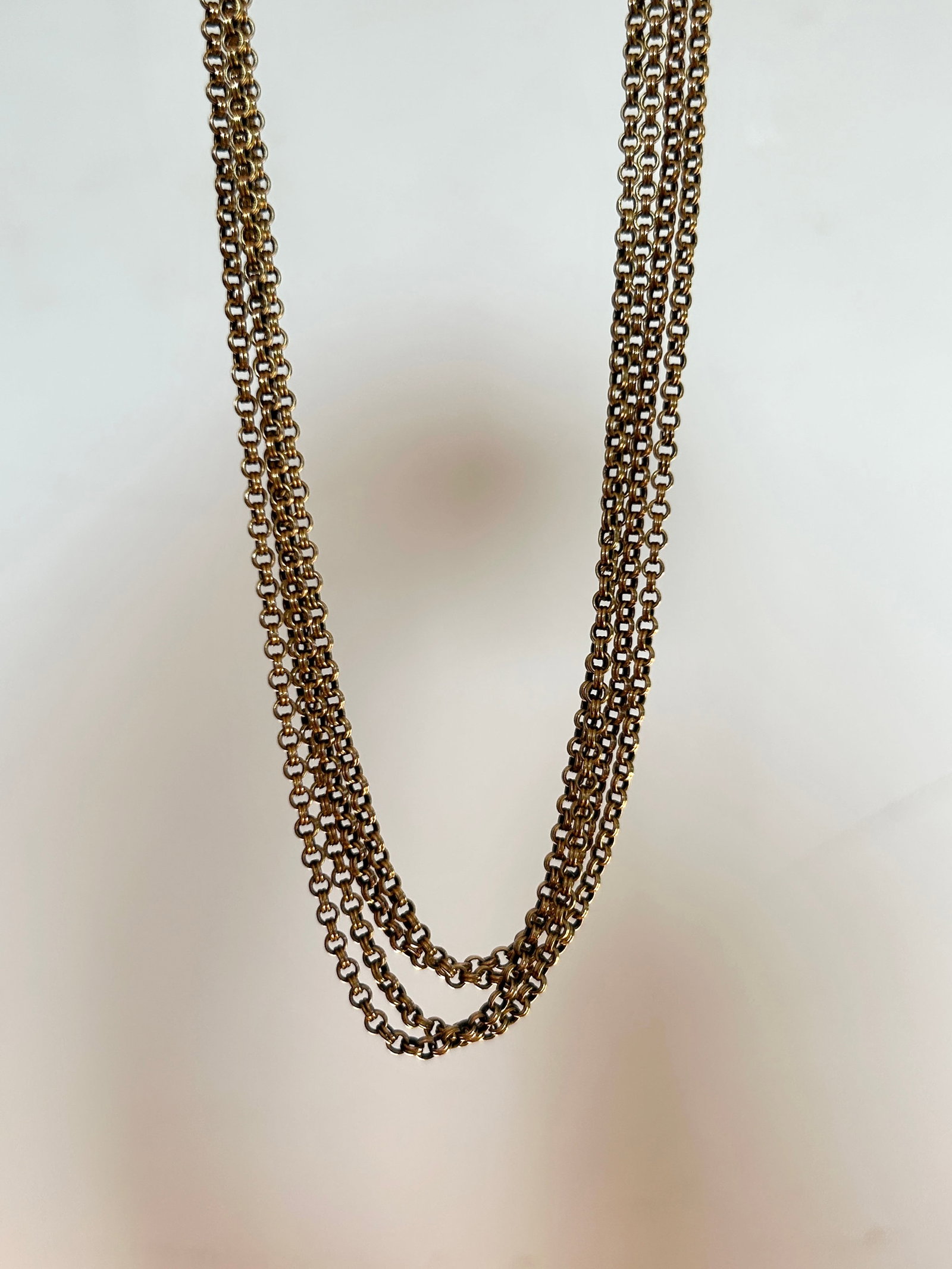antique 15ct yellow gold longguard chain necklace - 6